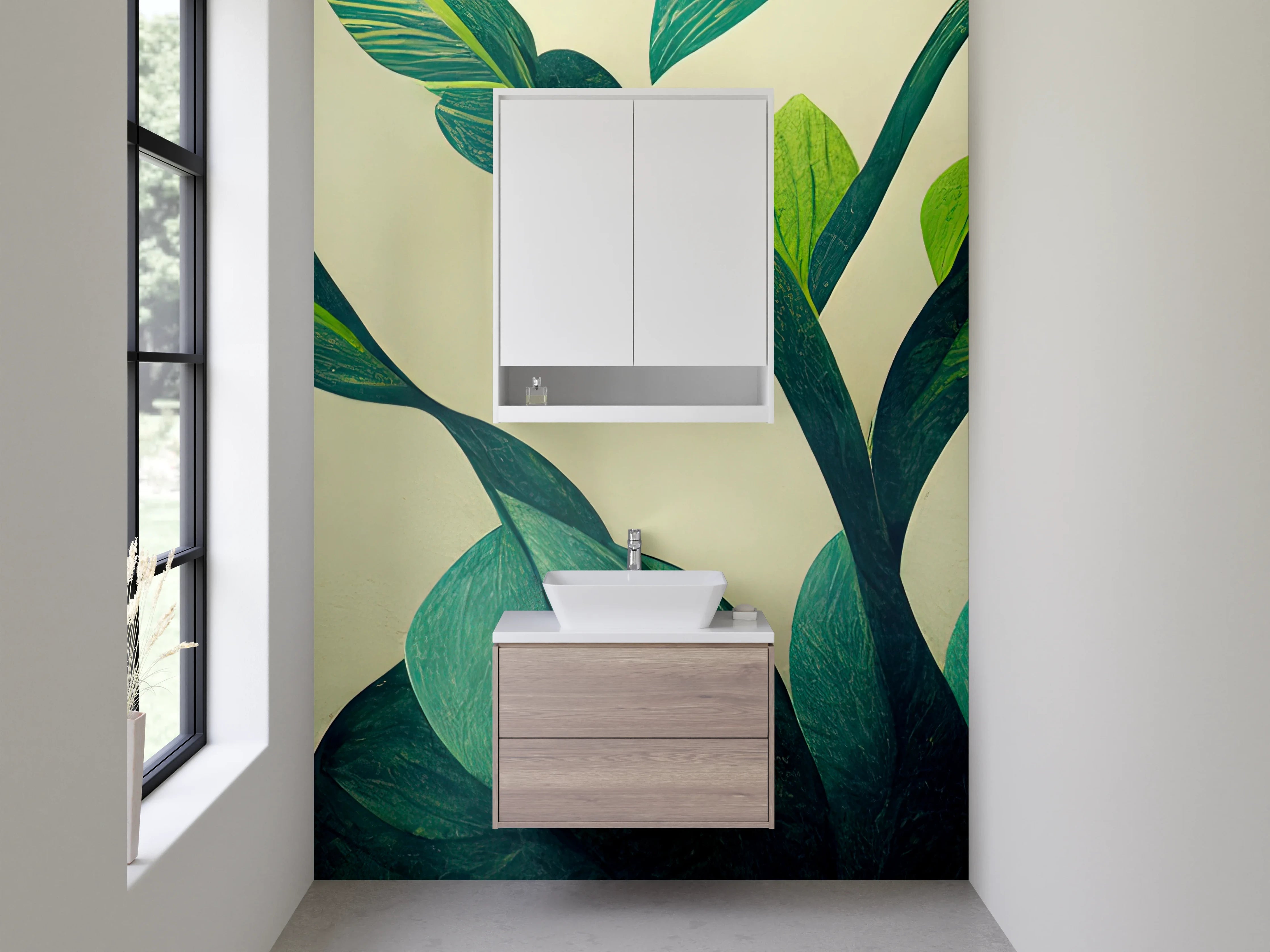Waschbecken-Rückwand - Grüne Blätter Illustration Natur Design