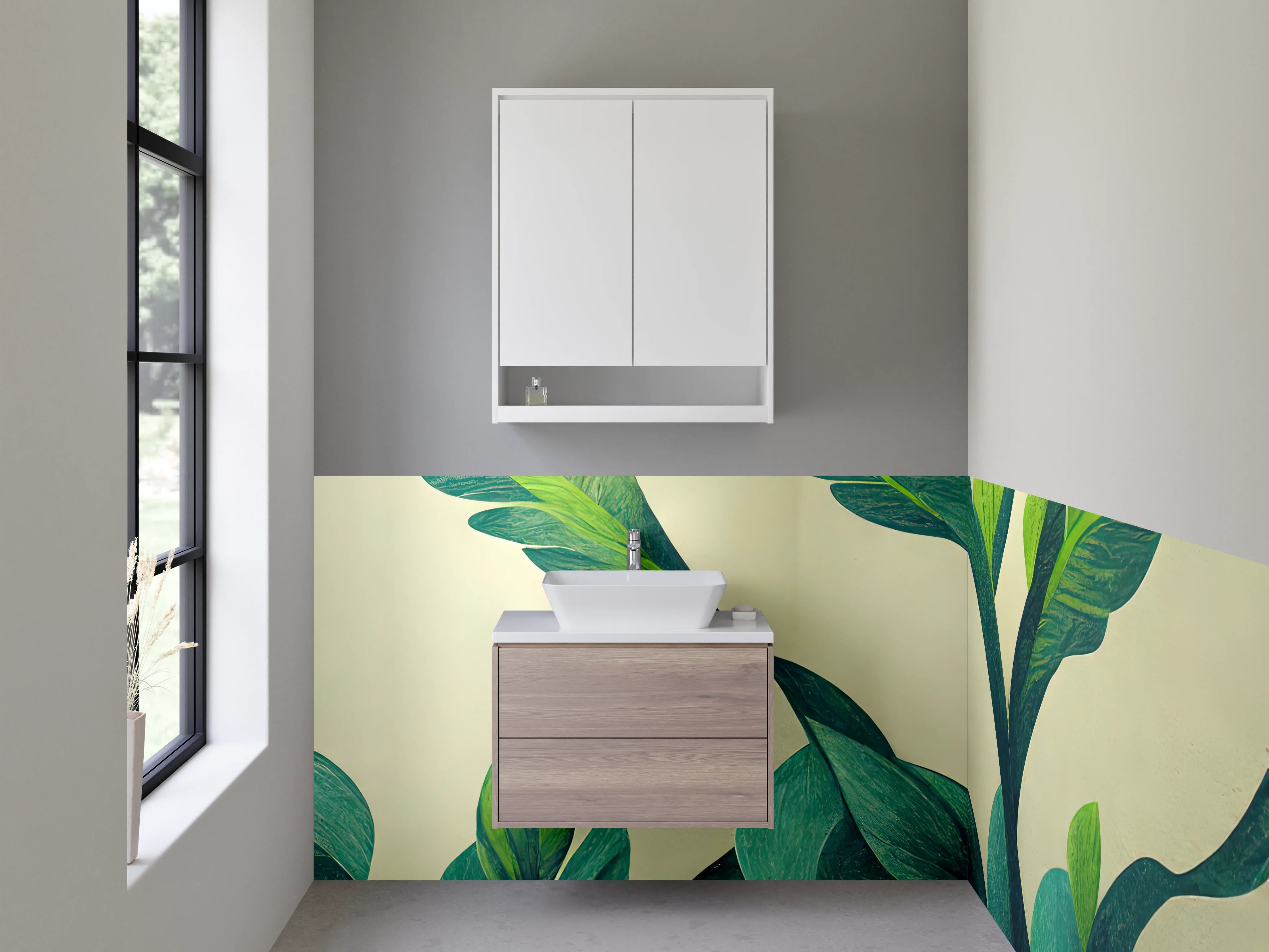 Waschbecken-Rückwand - Grüne Blätter Illustration Natur Design