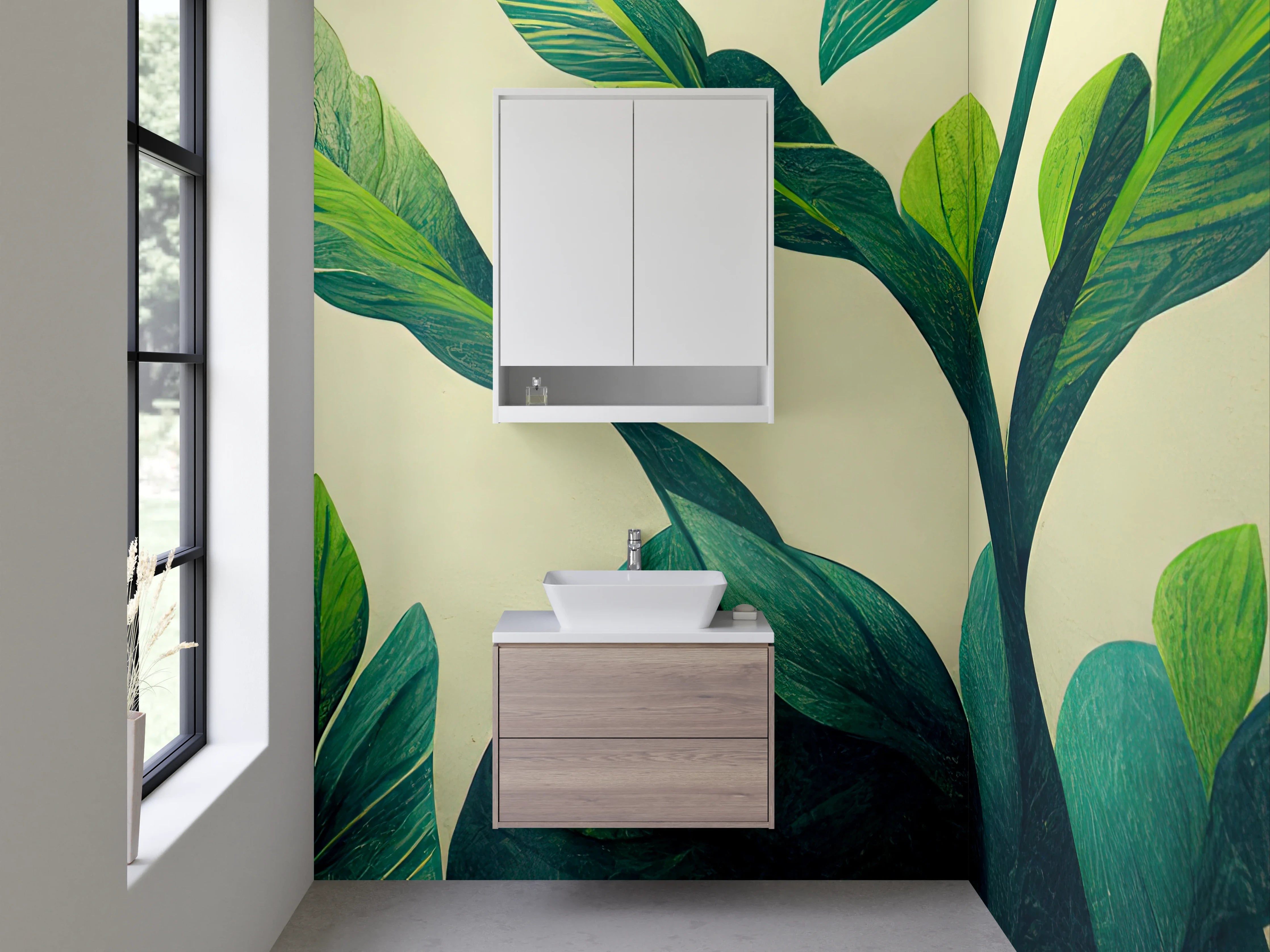 Waschbecken-Rückwand - Grüne Blätter Illustration Natur Design