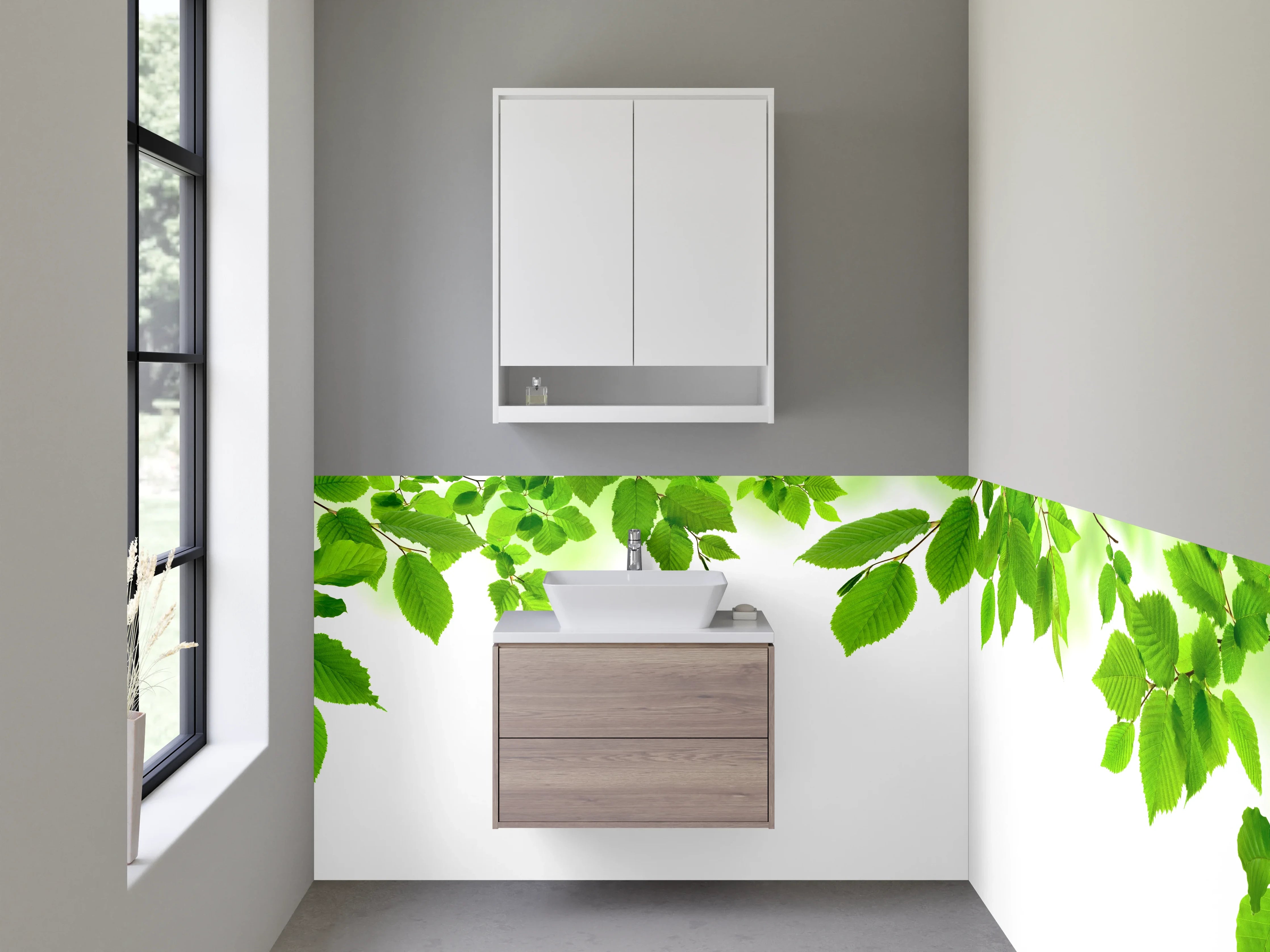 Waschbecken-Rückwand - Grüne Blätter Natur Design