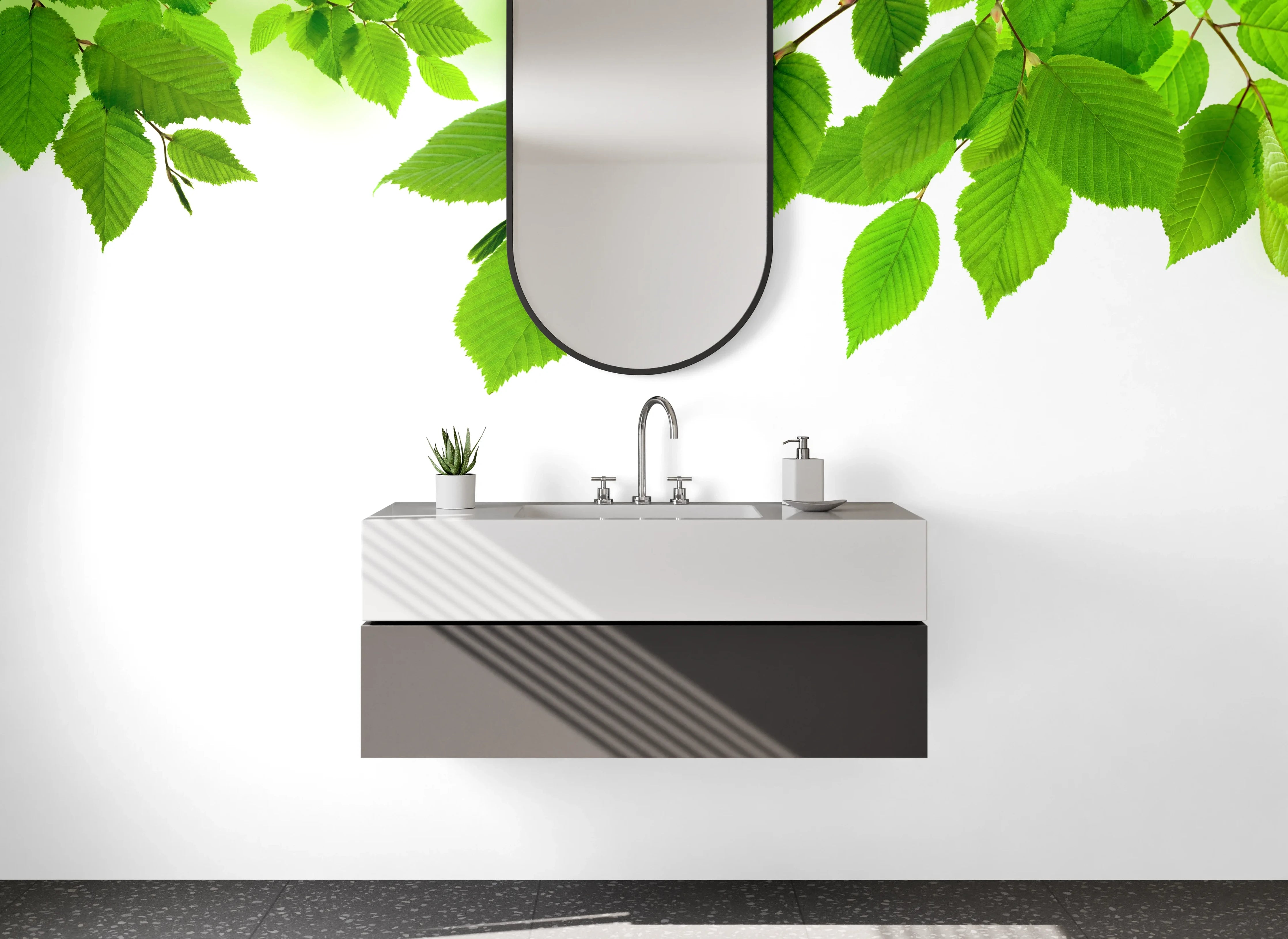 Waschbecken-Rückwand - Grüne Blätter Natur Design