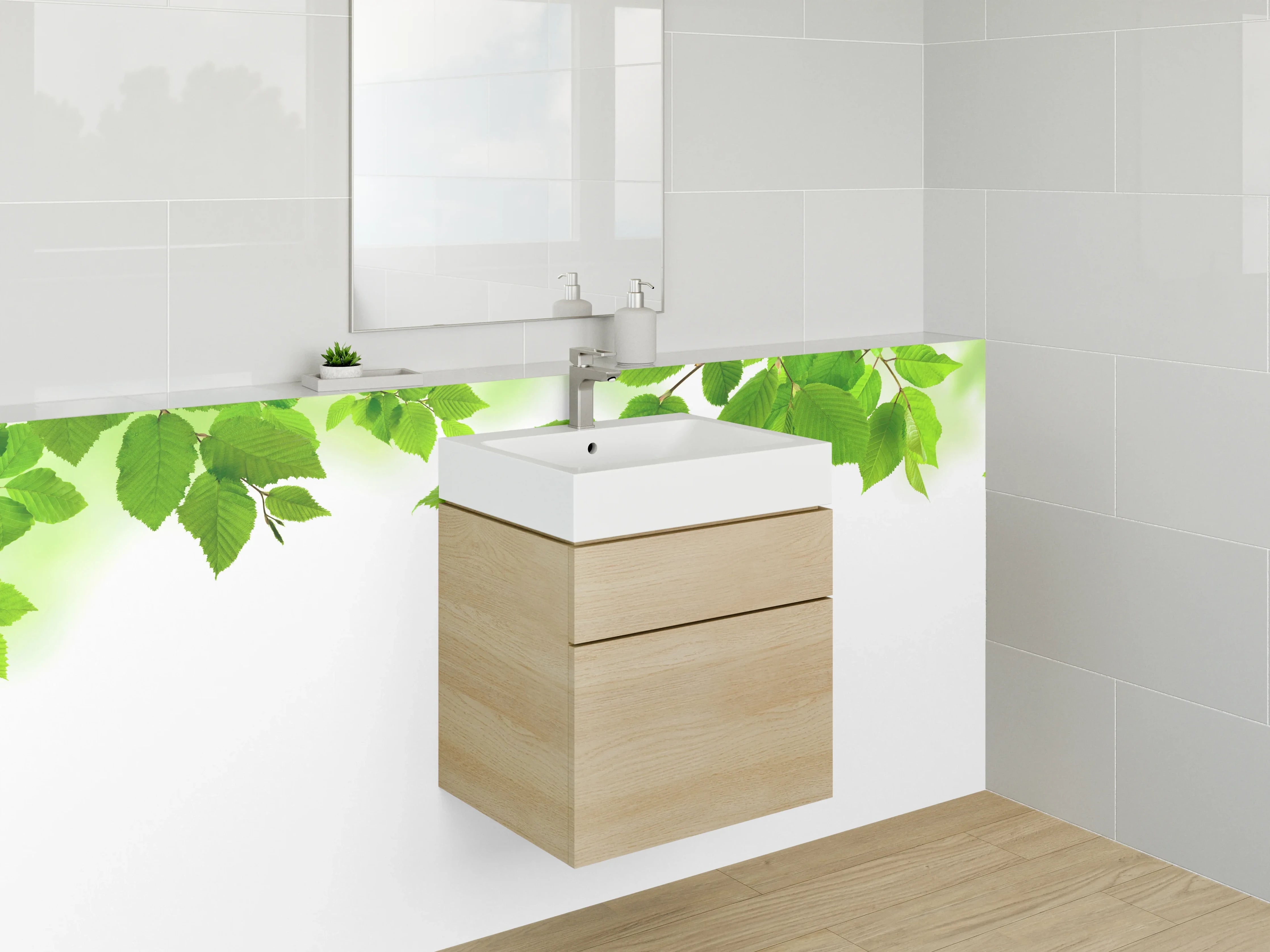 Waschbecken-Rückwand - Grüne Blätter Natur Design