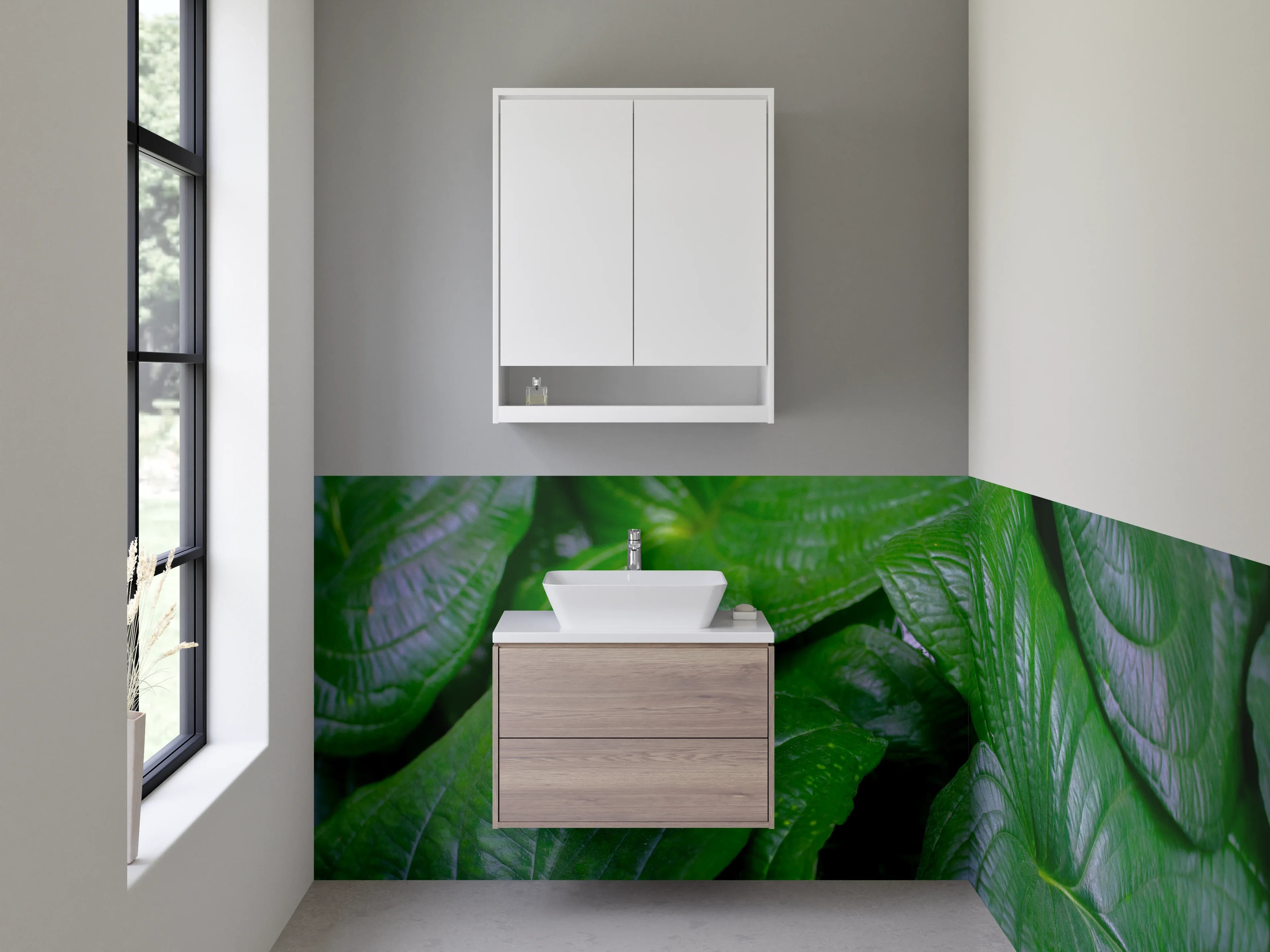 Waschbecken-Rückwand - Grüne Blätter Struktur Natur-Optik