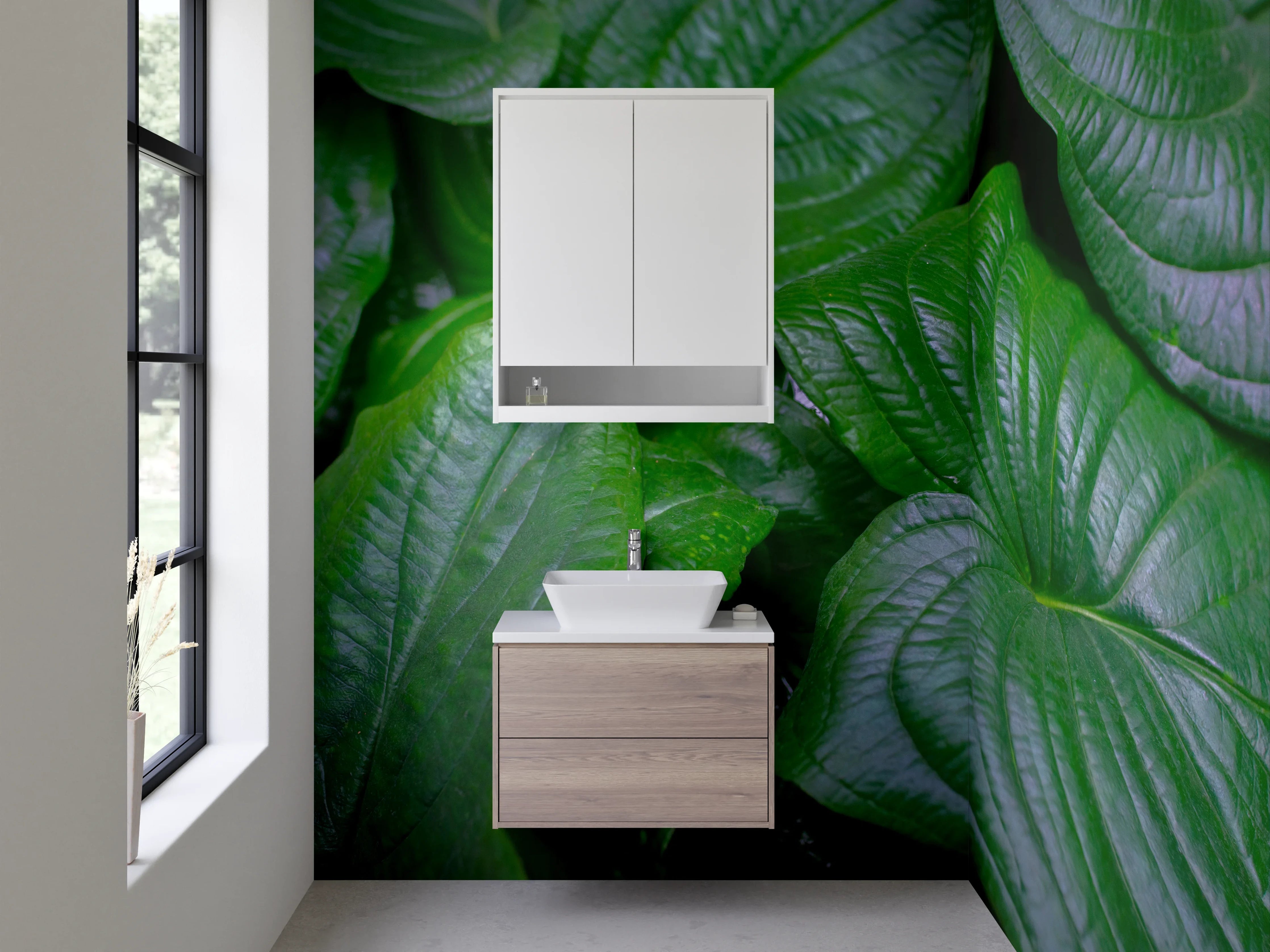 Waschbecken-Rückwand - Grüne Blätter Struktur Natur-Optik