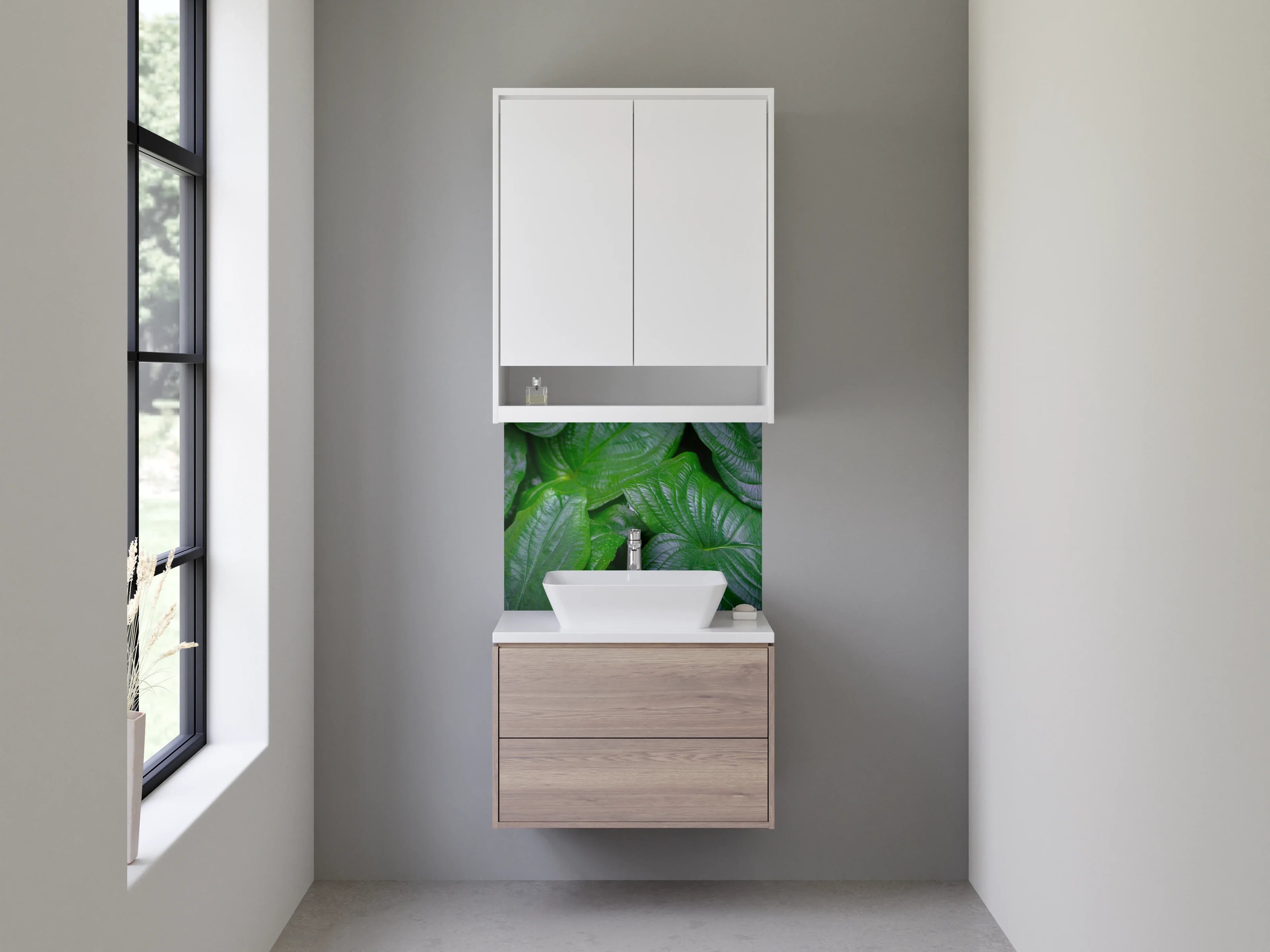 Waschbecken-Rückwand - Grüne Blätter Struktur Natur-Optik