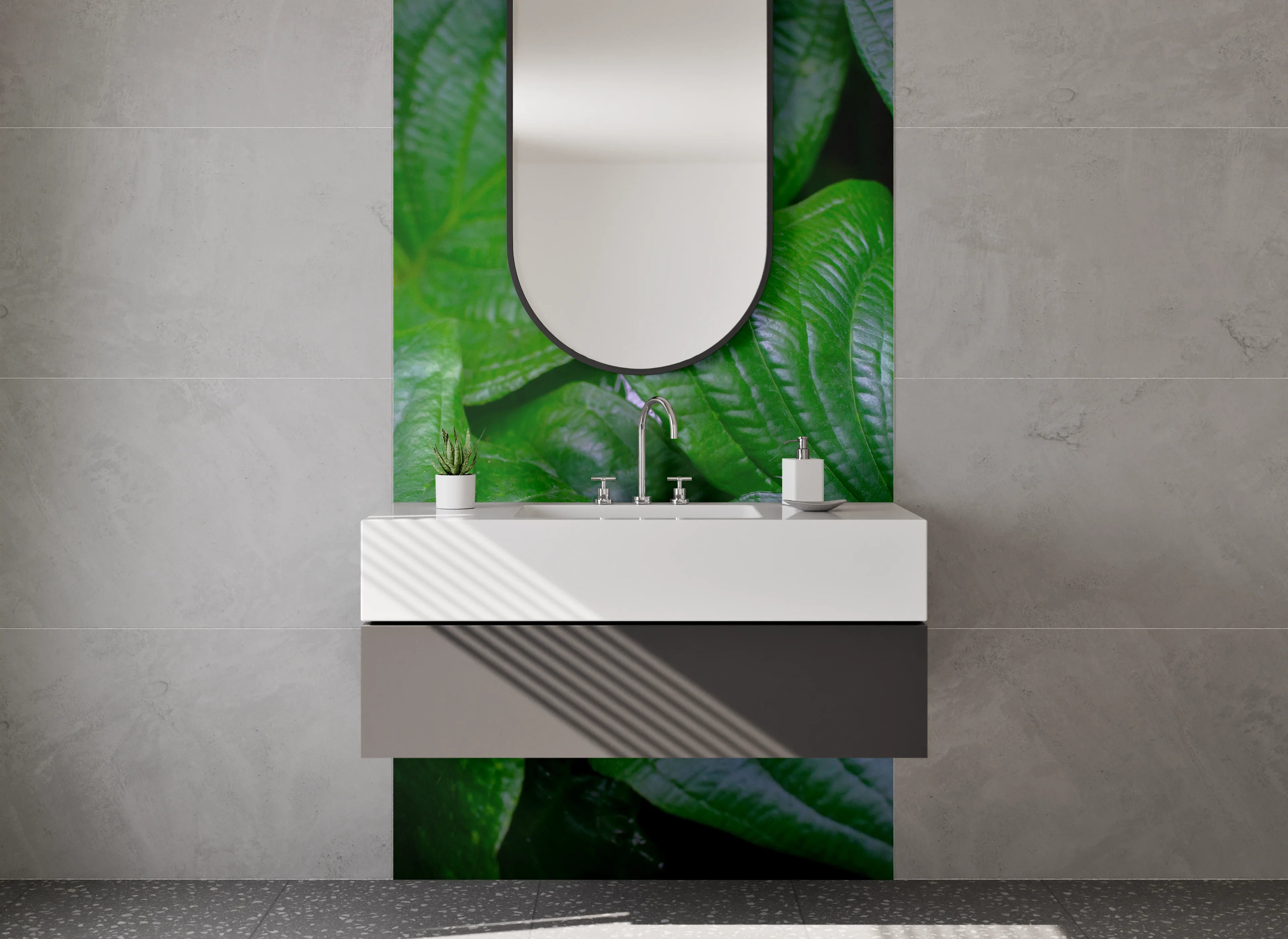 Waschbecken-Rückwand - Grüne Blätter Struktur Natur-Optik