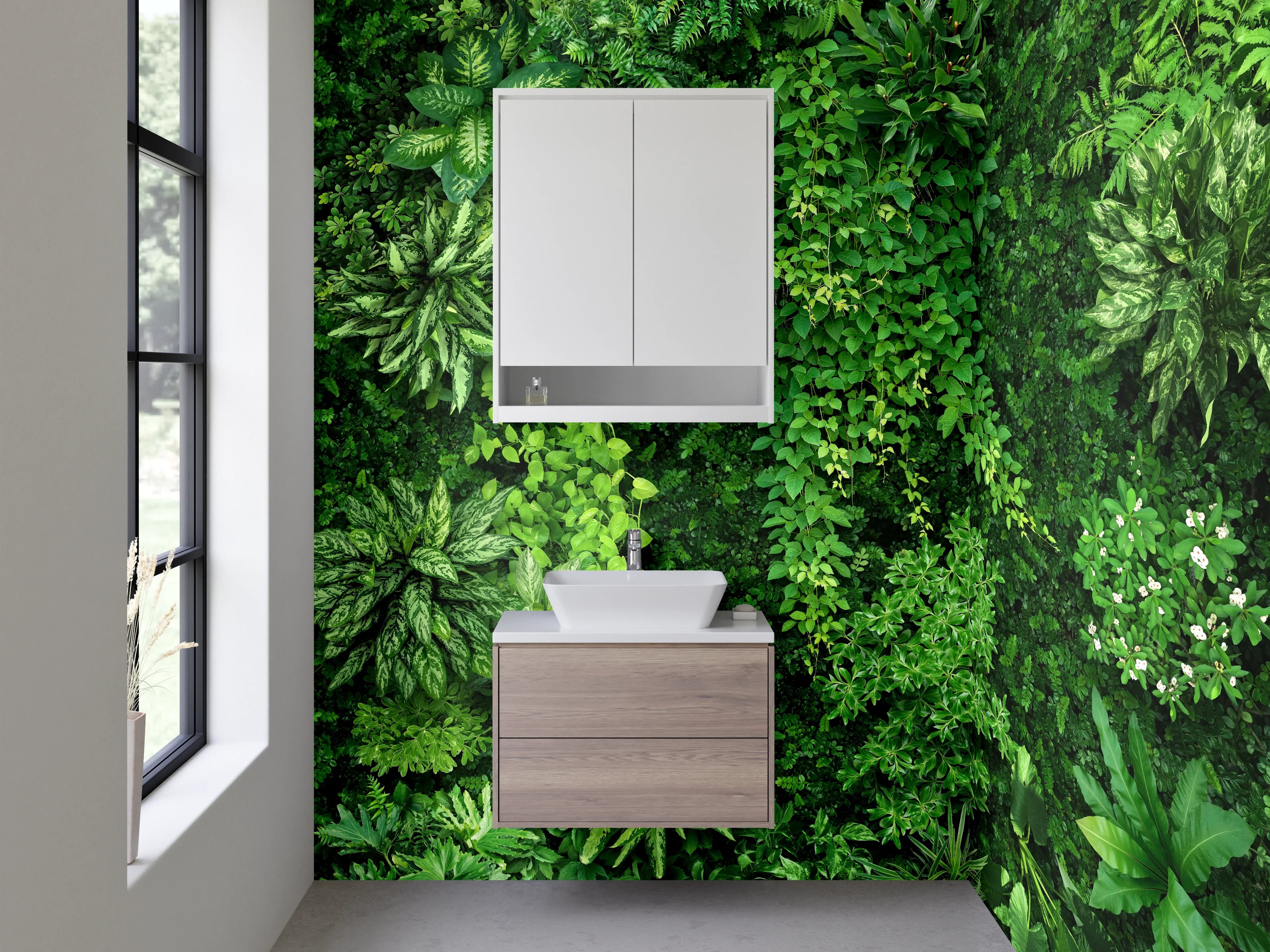 Waschbecken-Rückwand - Grüne Dschungel Pflanzen Wanddekor