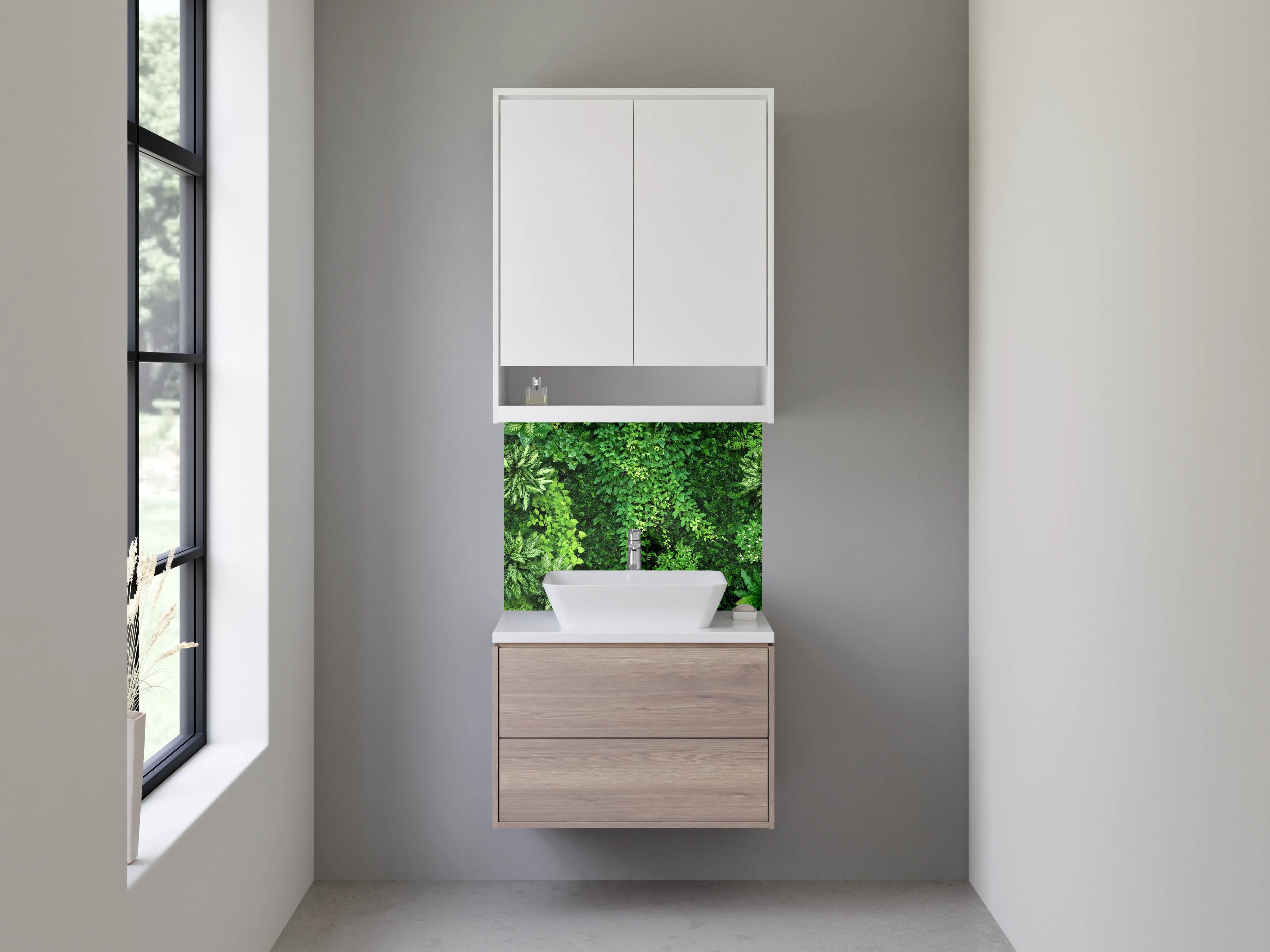 Waschbecken-Rückwand - Grüne Dschungel Pflanzen Wanddekor