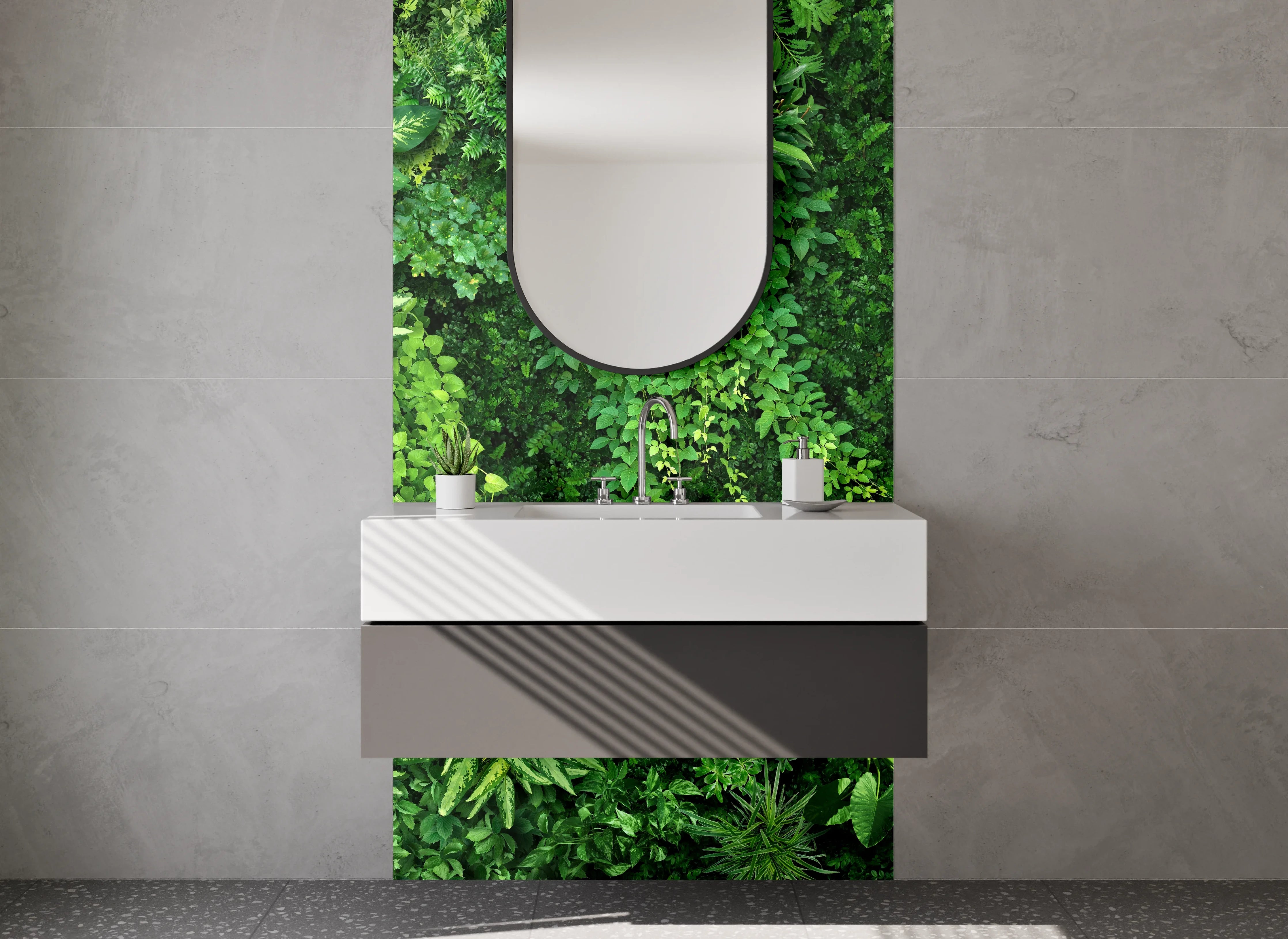 Waschbecken-Rückwand - Grüne Dschungel Pflanzen Wanddekor