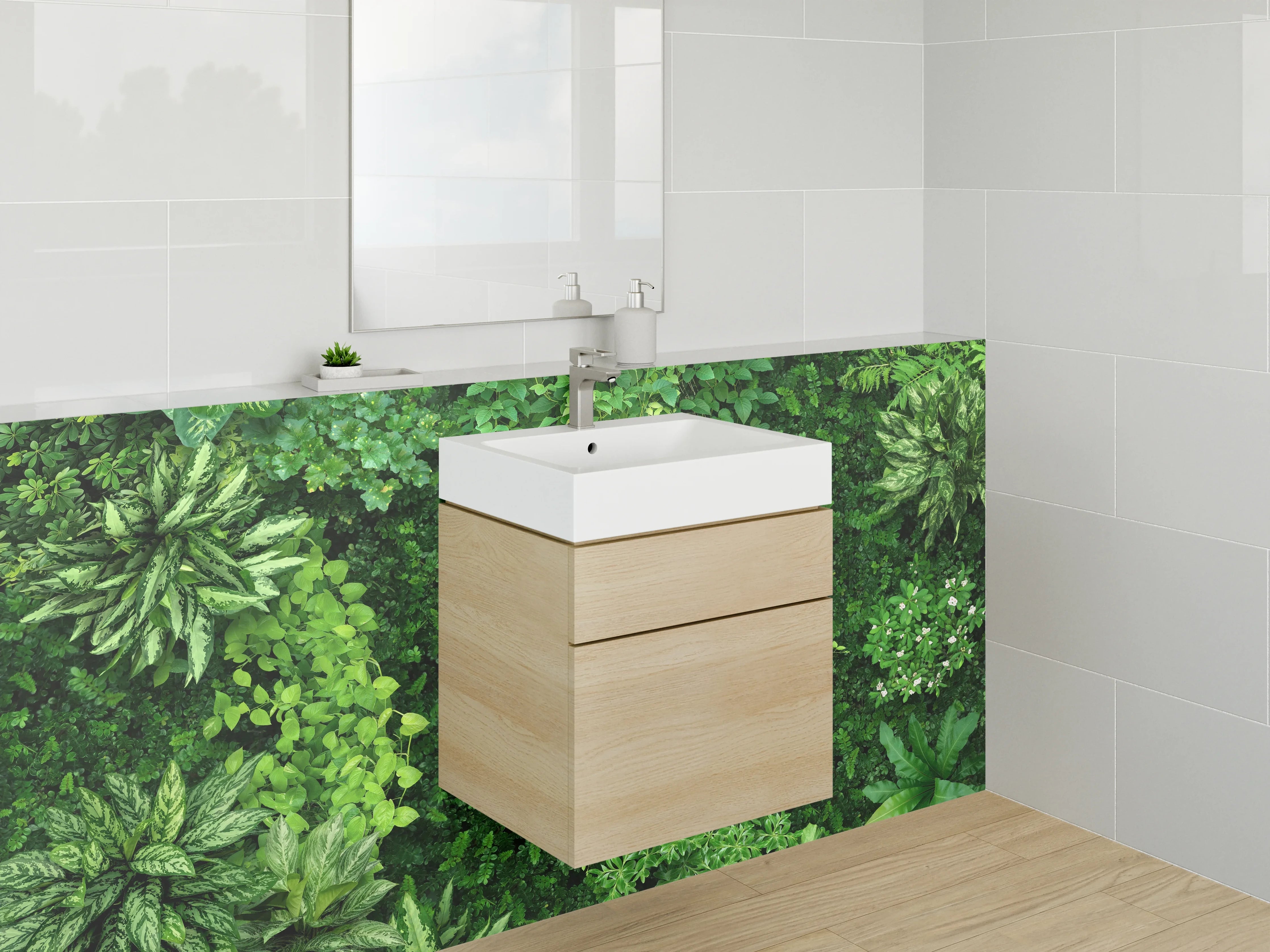 Waschbecken-Rückwand - Grüne Dschungel Pflanzen Wanddekor