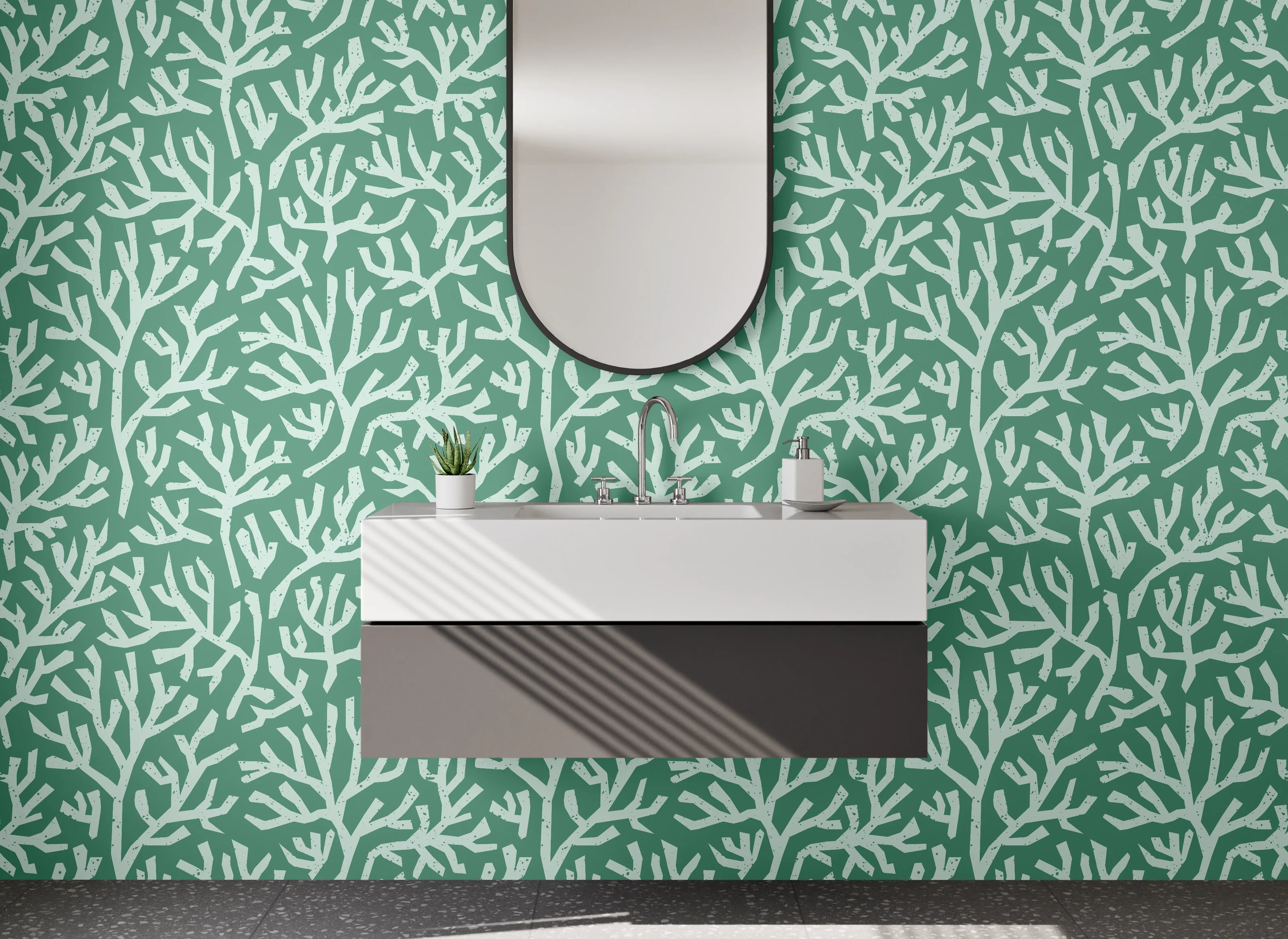 Waschbecken-Rückwand - Grüne Korallen-Struktur