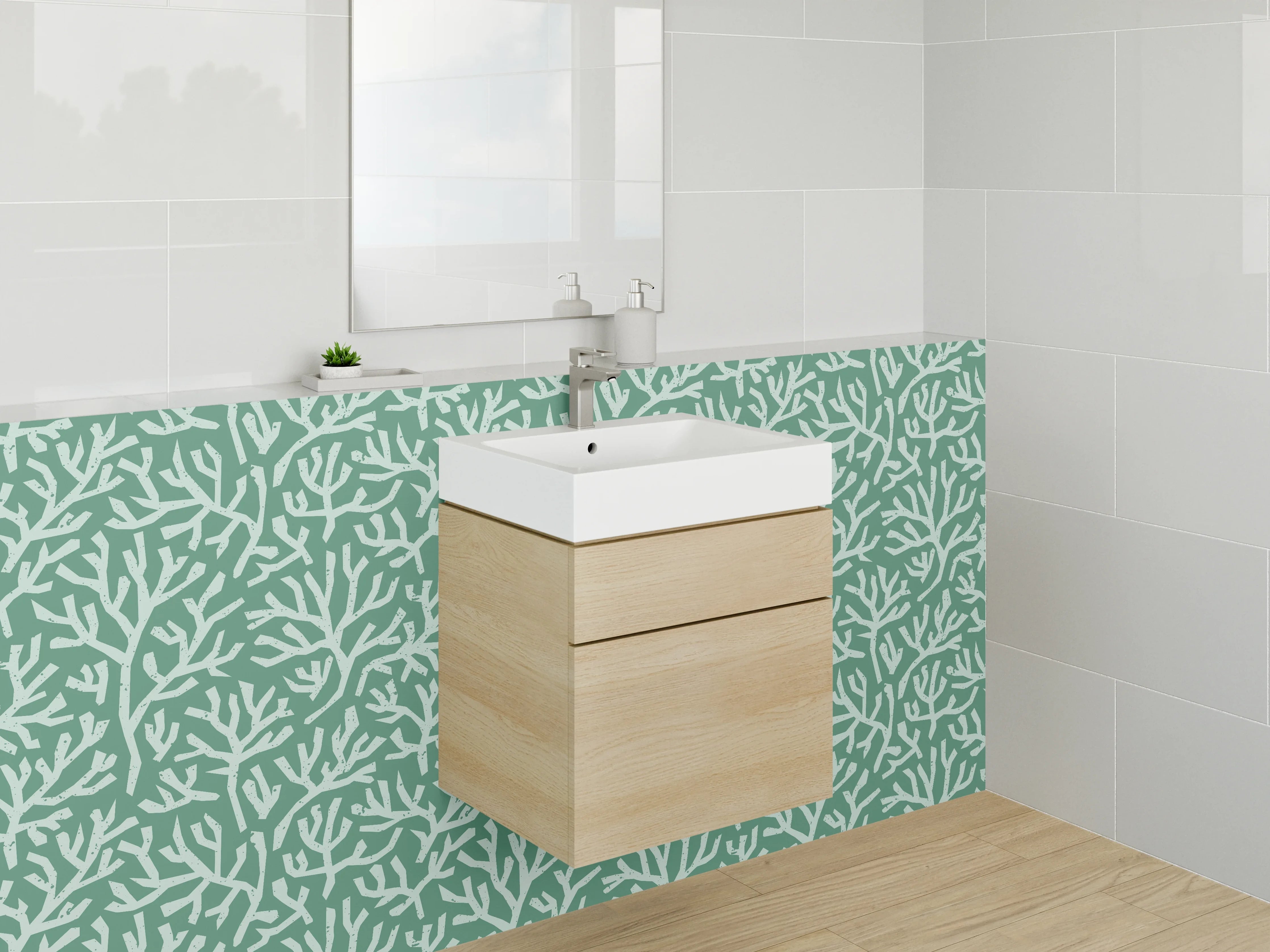 Waschbecken-Rückwand - Grüne Korallen-Struktur