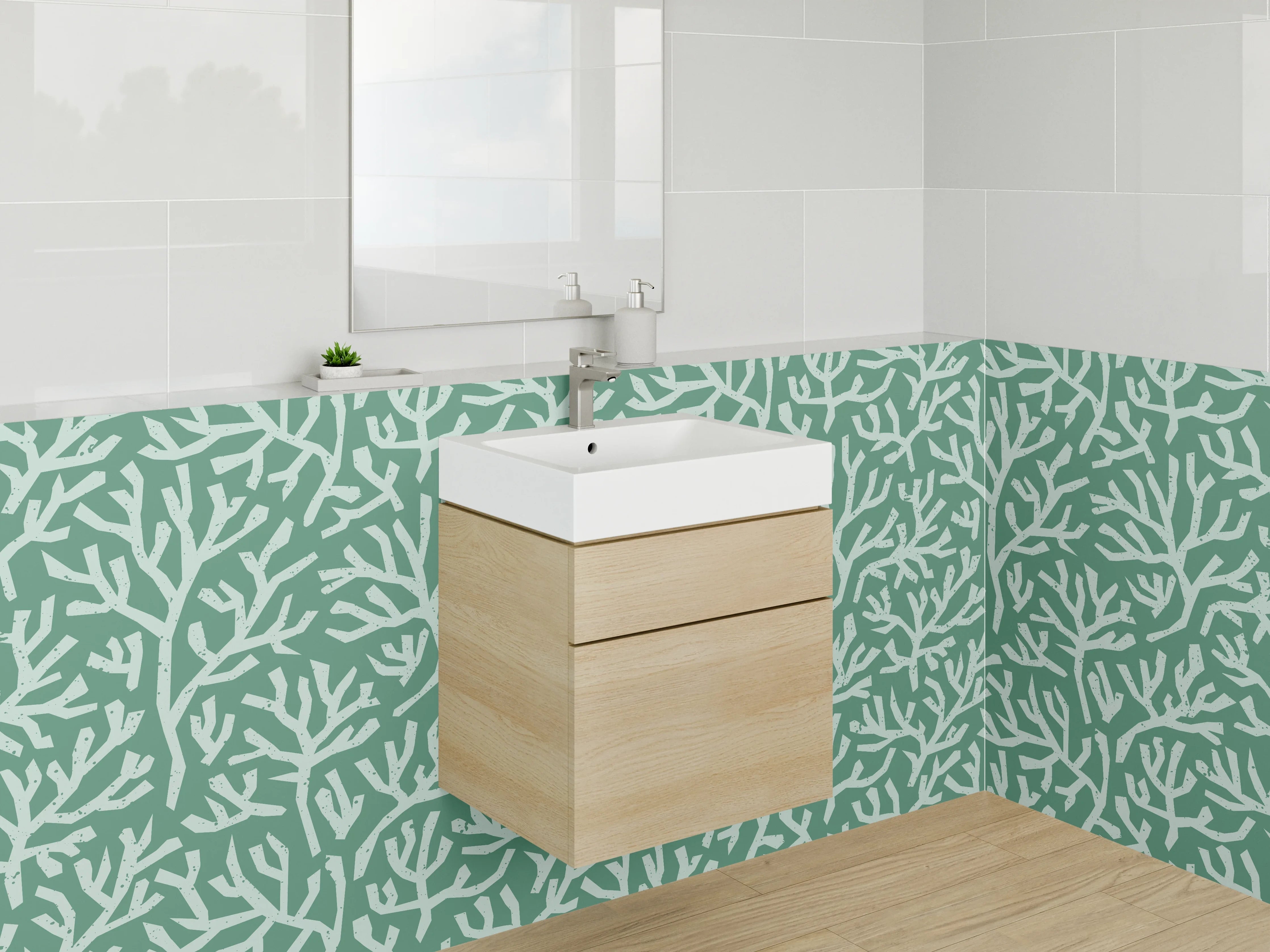 Waschbecken-Rückwand - Grüne Korallen-Struktur