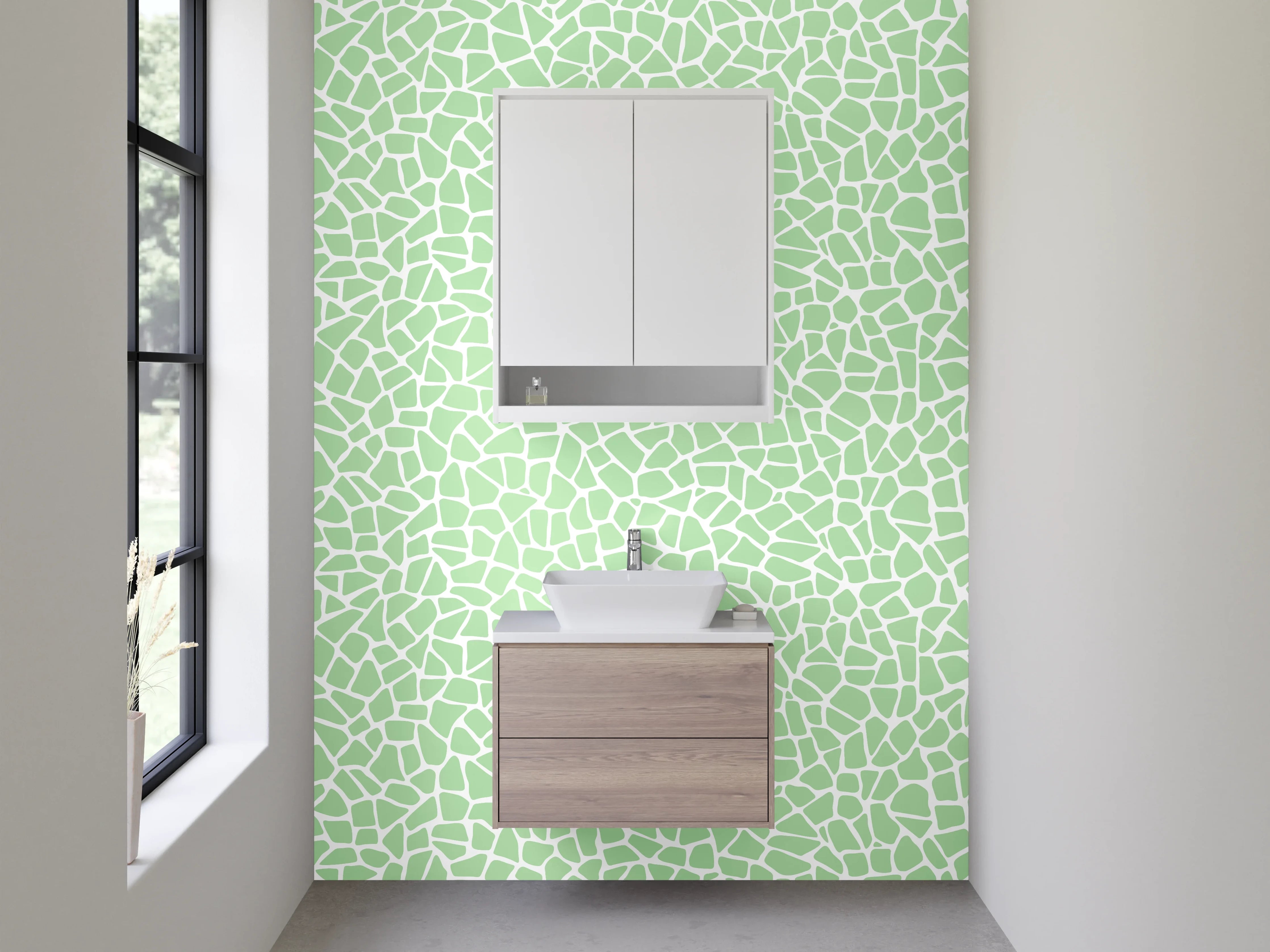 Waschbecken-Rückwand - Grünes Mosaik Muster Fliesenoptik