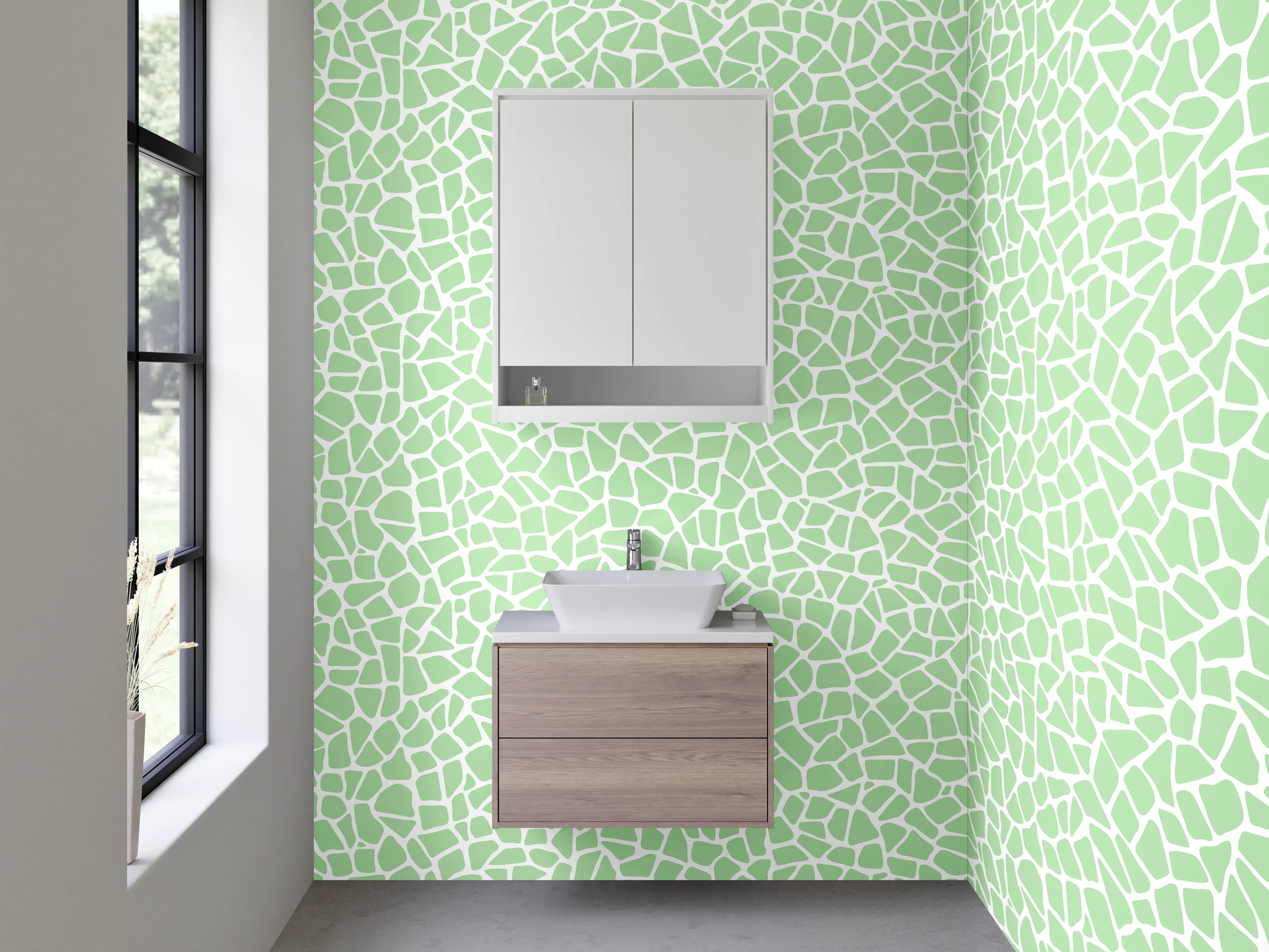 Waschbecken-Rückwand - Grünes Mosaik Muster Fliesenoptik