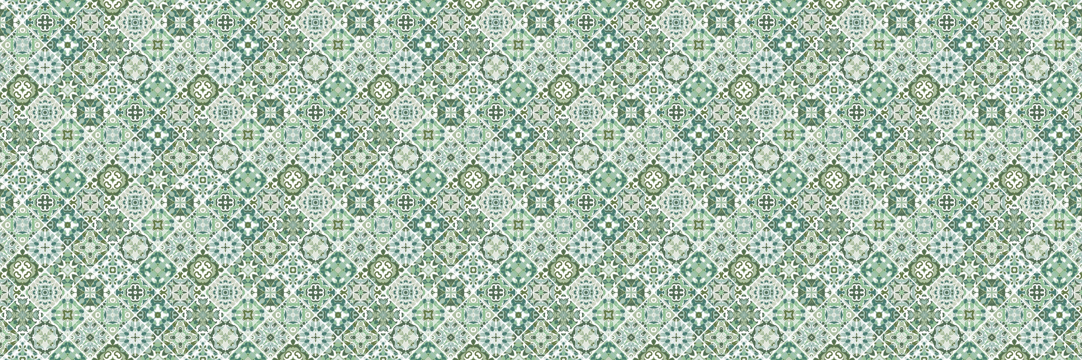 Waschbecken-Rückwand-Grünes Vintage-Mosaik-Muster Fliesenoptik