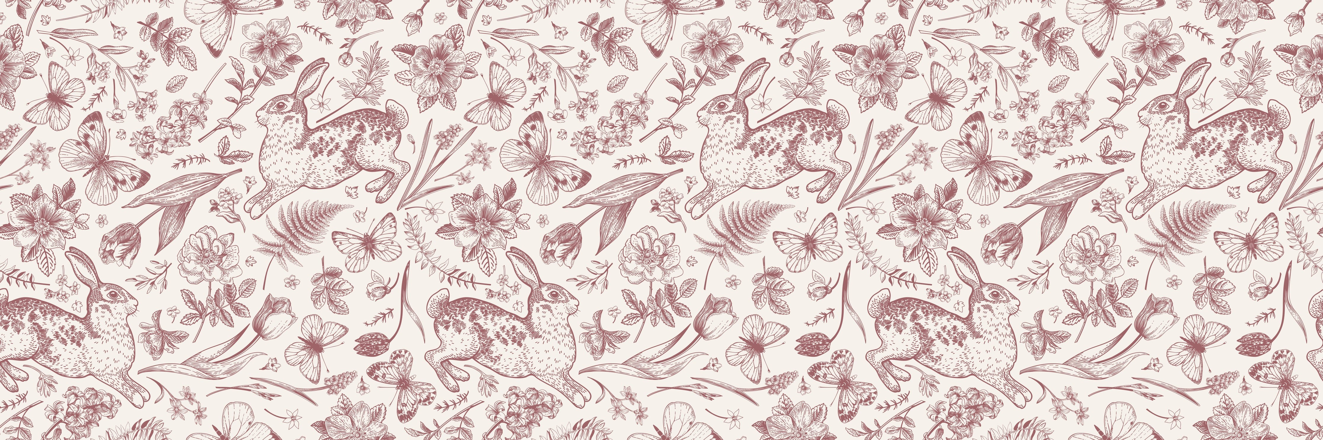 Waschbecken-Rückwand-Hasen und Blumen Muster Illustration