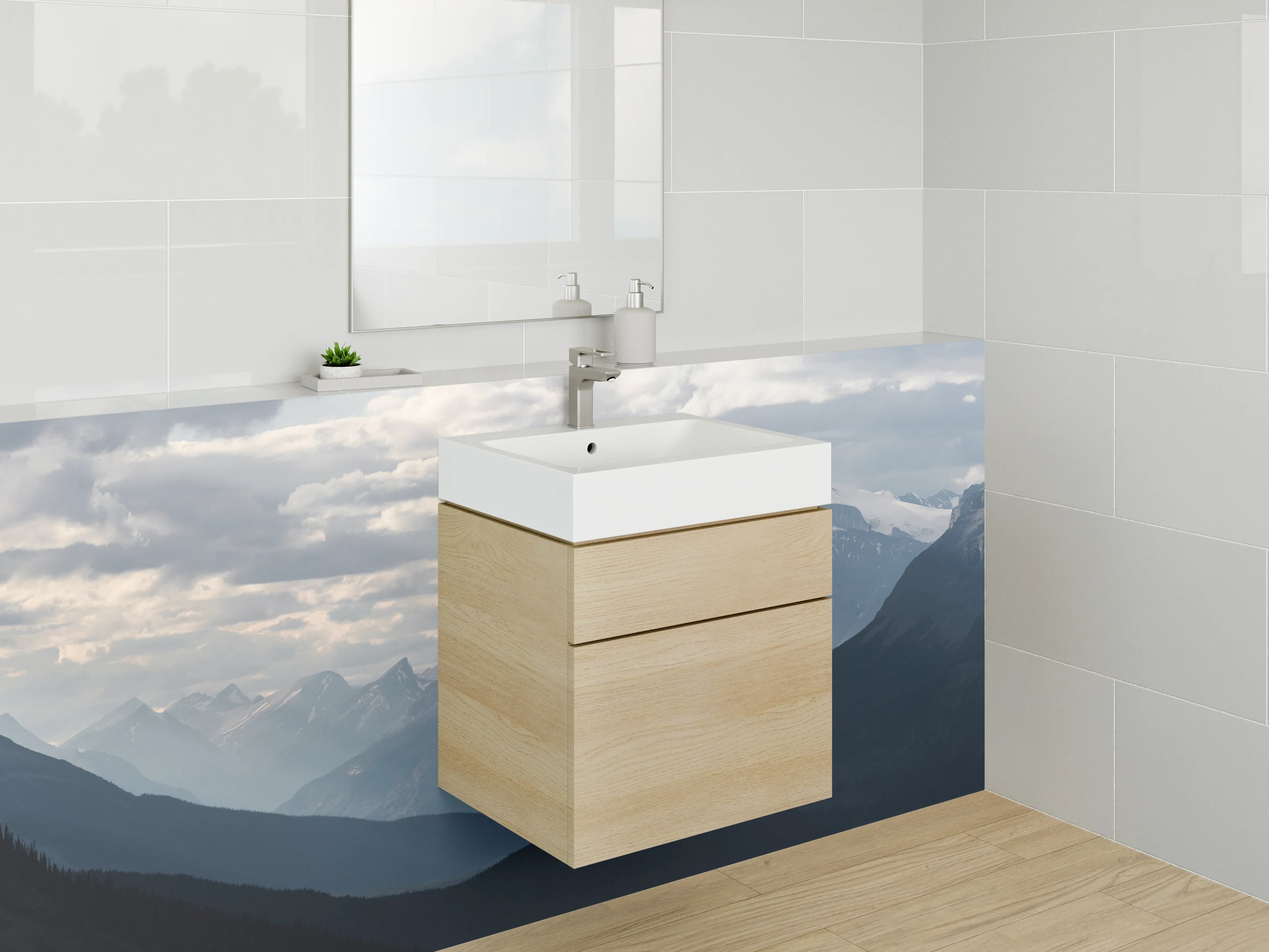 Waschbecken-Rückwand - Helle Graufläche mit zarten Nuancen