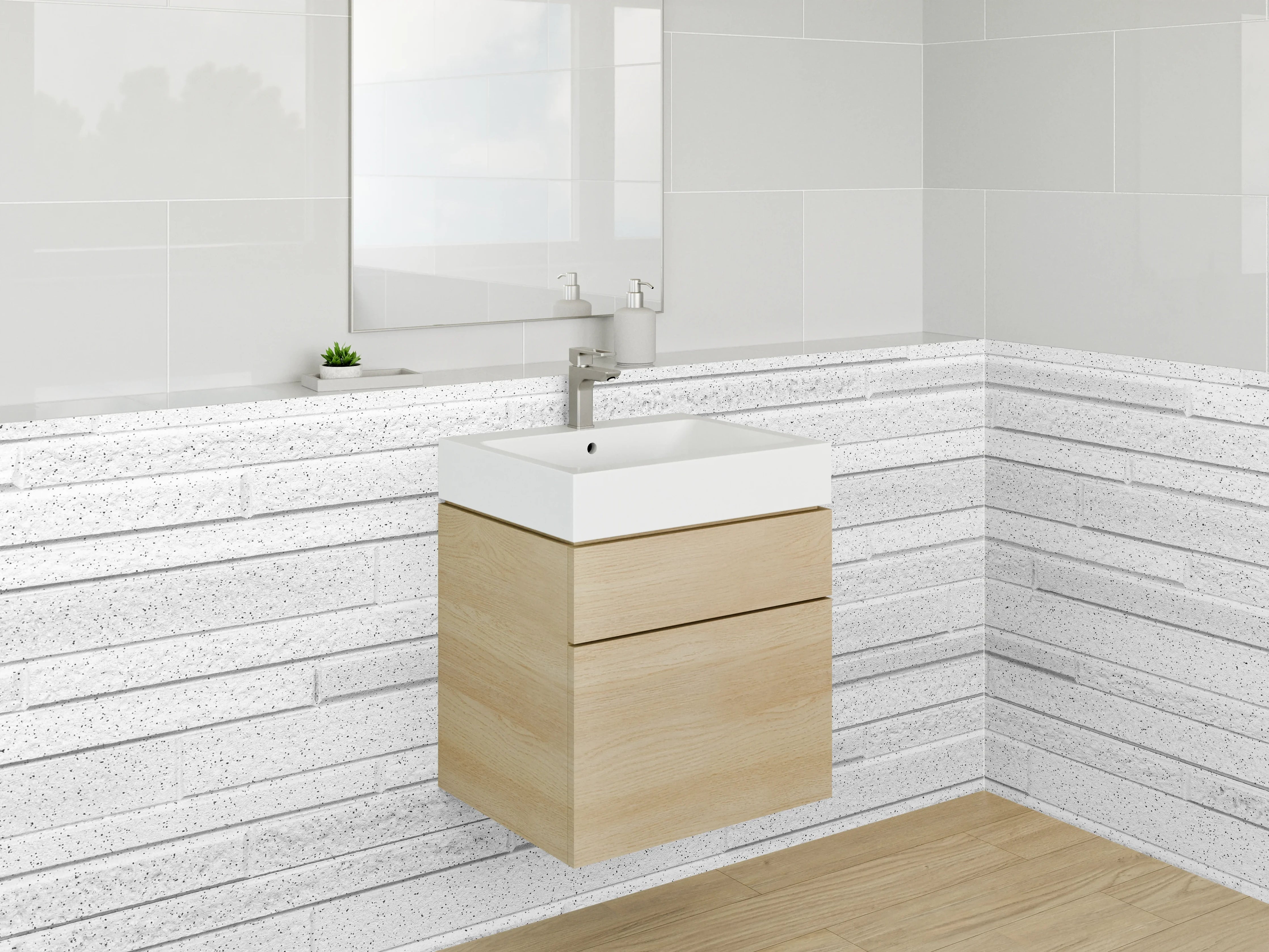 Waschbecken-Rückwand - Helle Graustrukturwand