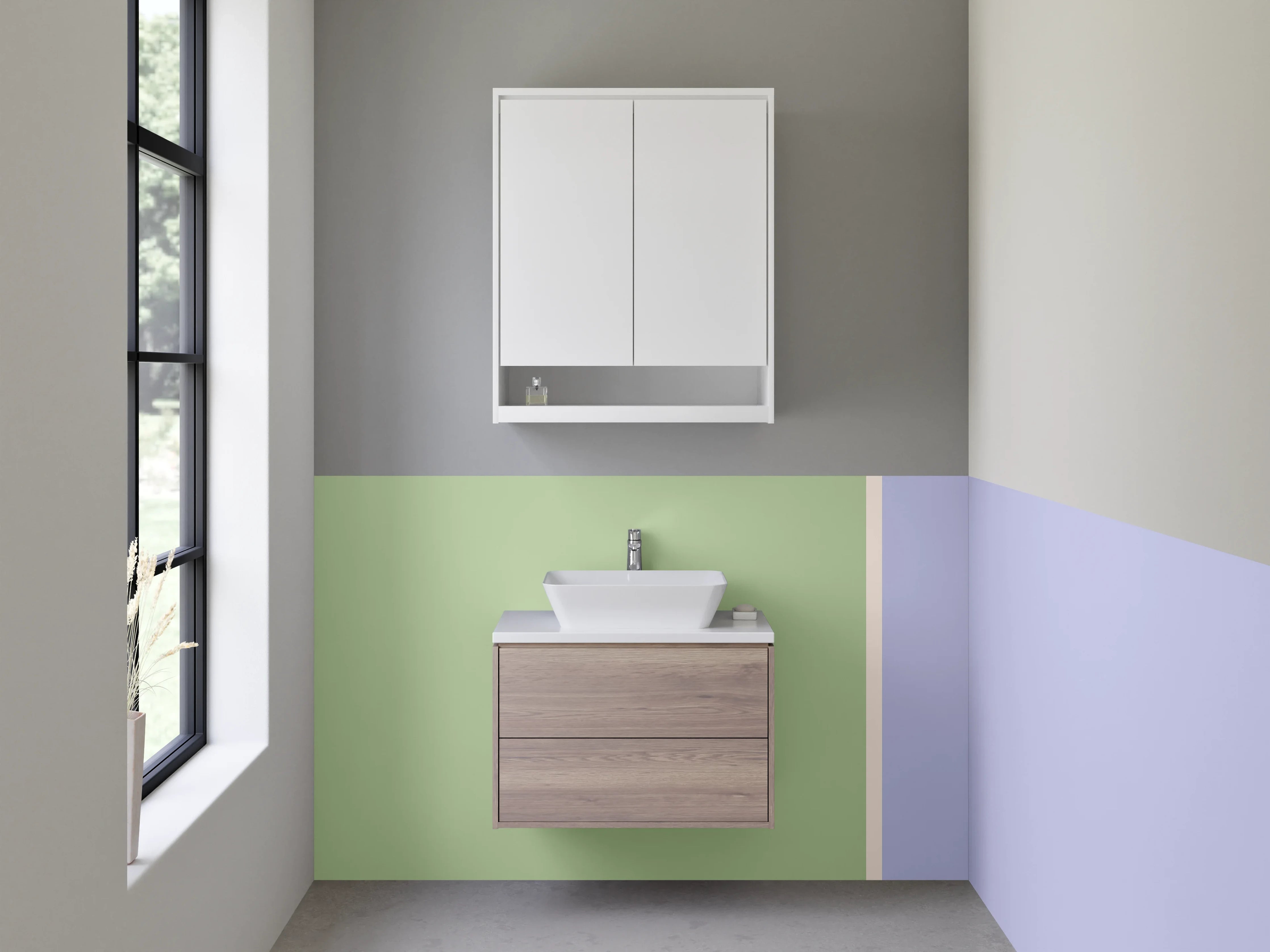 Waschbecken-Rückwand - Helle Grautöne & Pastellnuancen