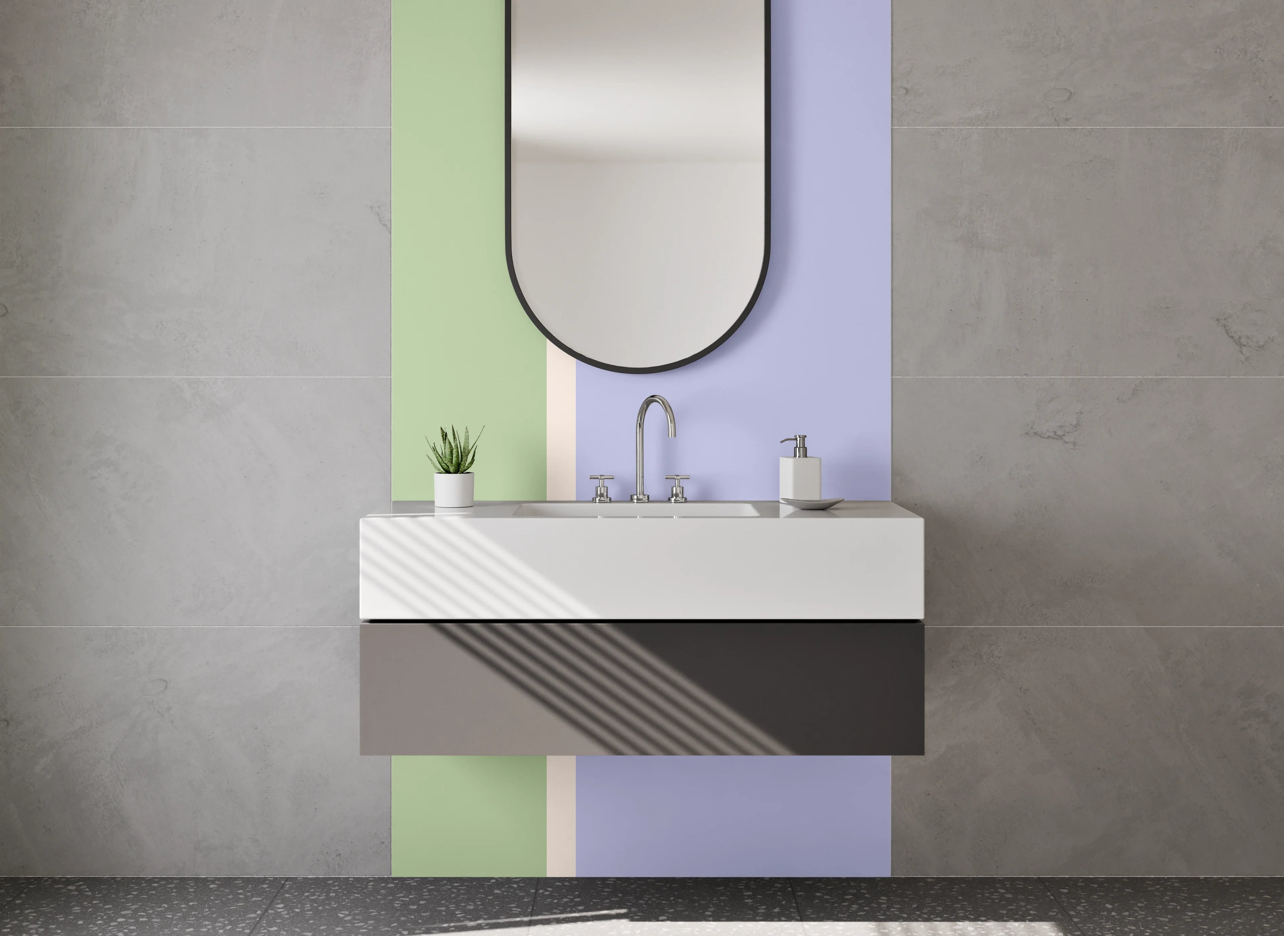 Waschbecken-Rückwand - Helle Grautöne & Pastellnuancen