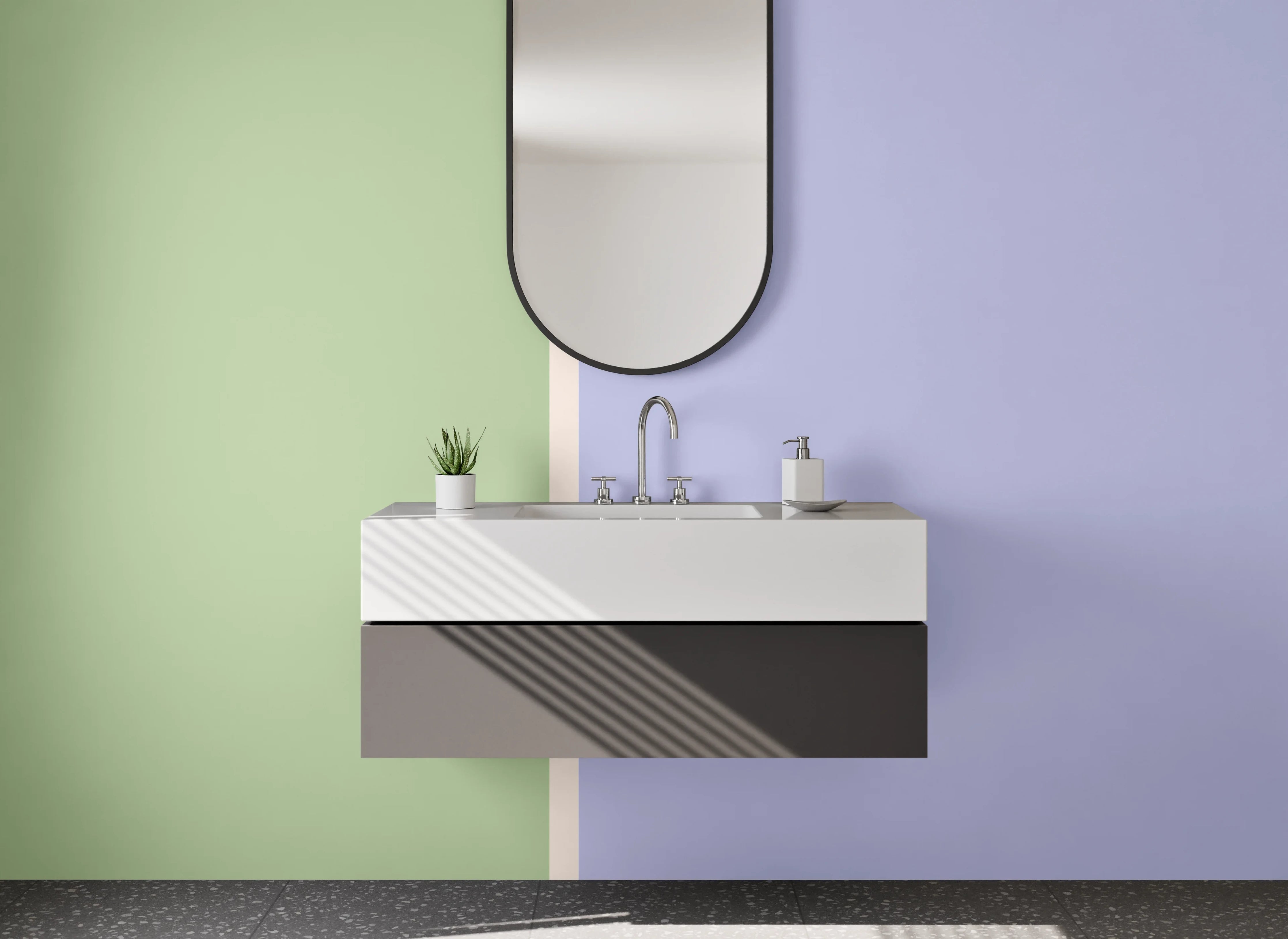 Waschbecken-Rückwand - Helle Grautöne & Pastellnuancen