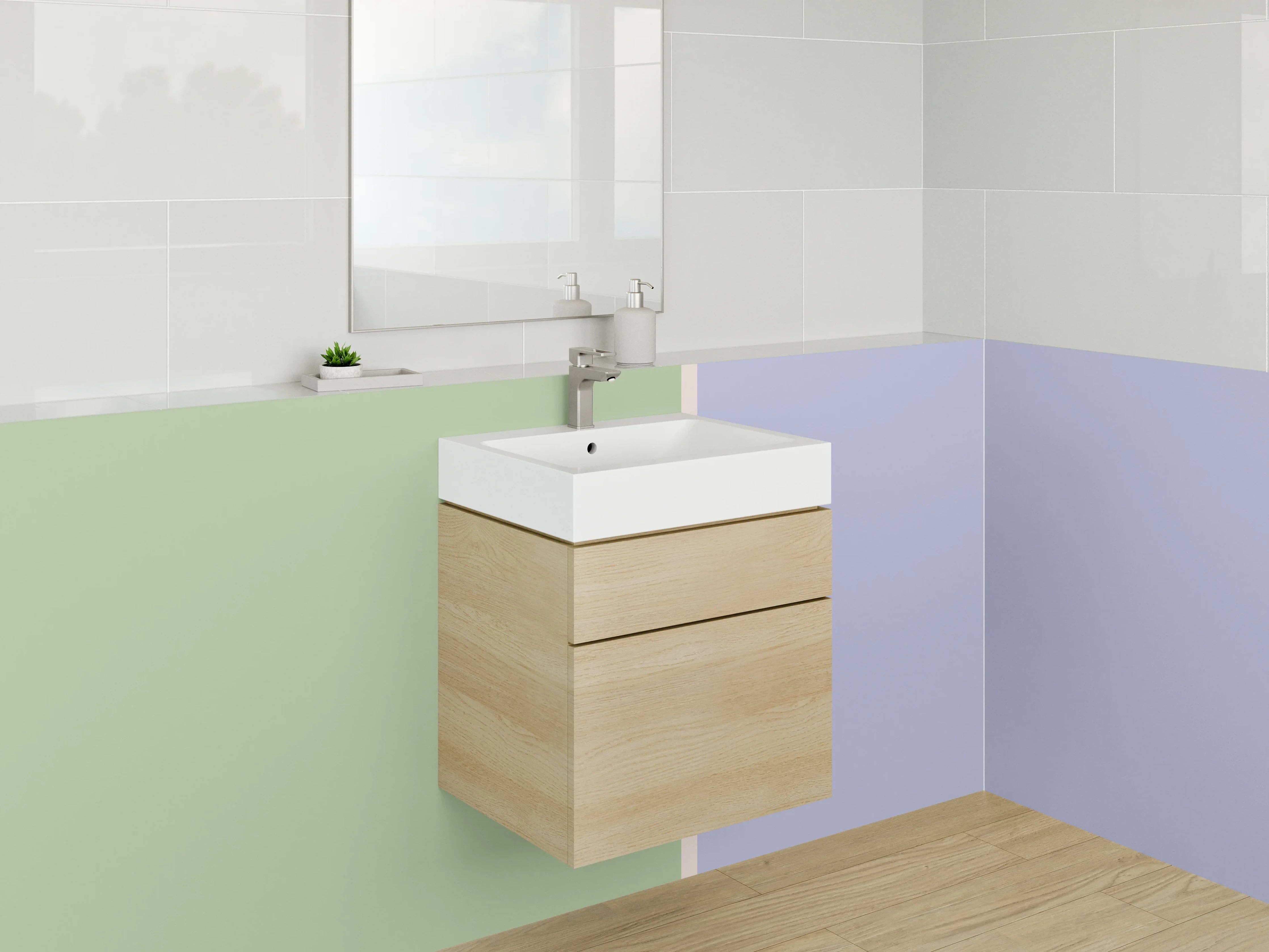 Waschbecken-Rückwand - Helle Grautöne & Pastellnuancen