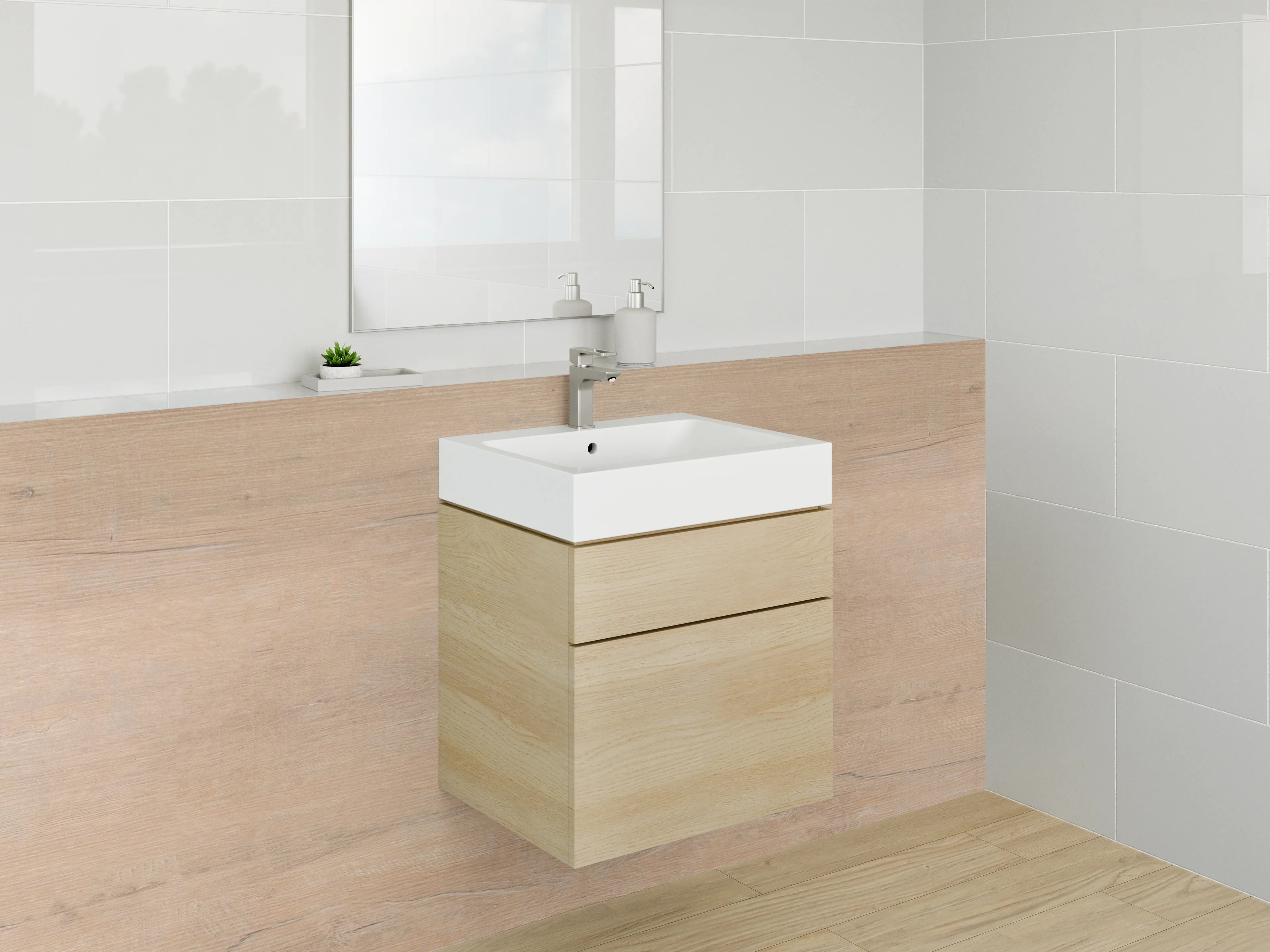 Waschbecken-Rückwand - Helle Holztextur mit natürlicher Maserung