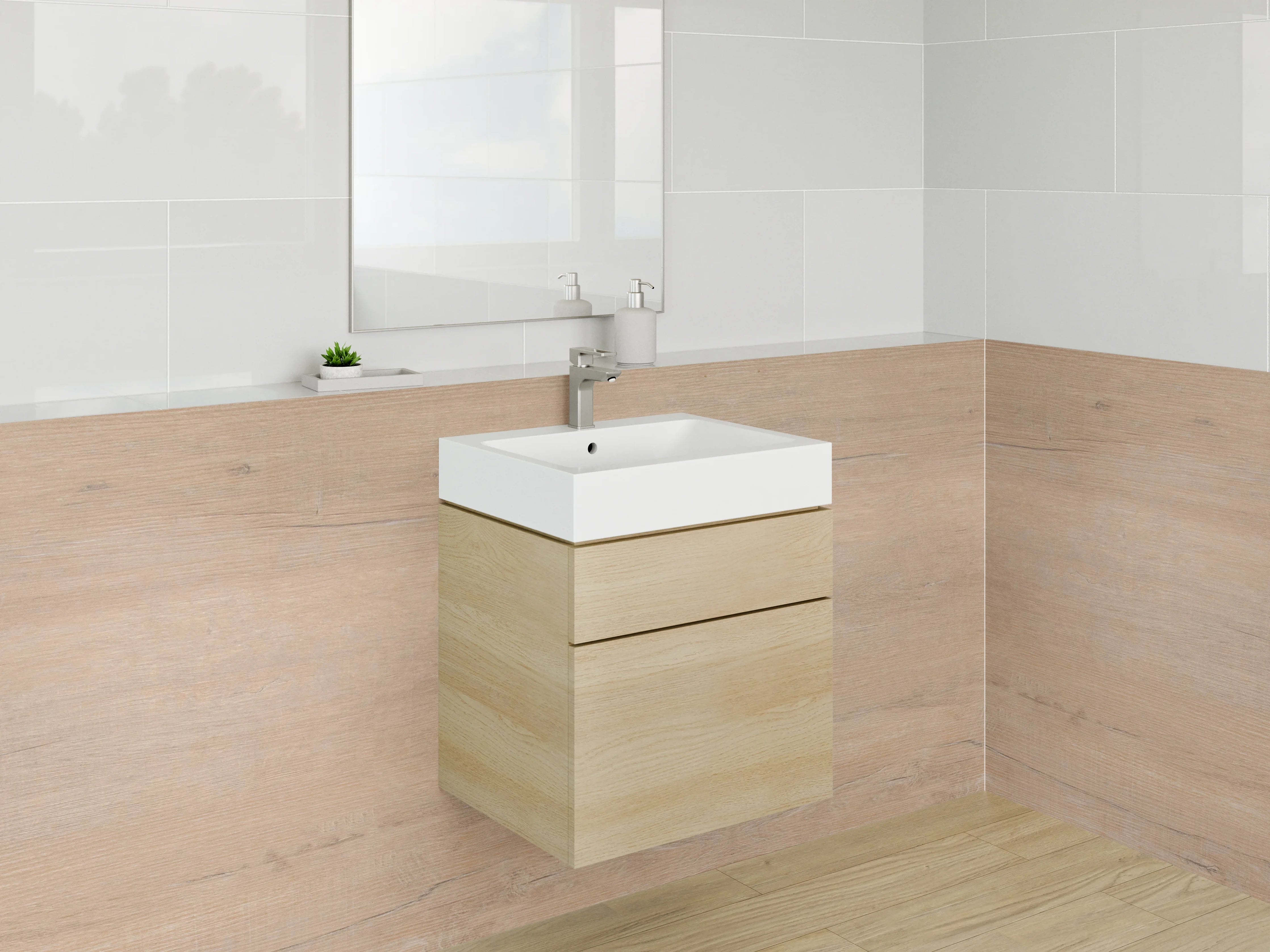 Waschbecken-Rückwand - Helle Holztextur mit natürlicher Maserung