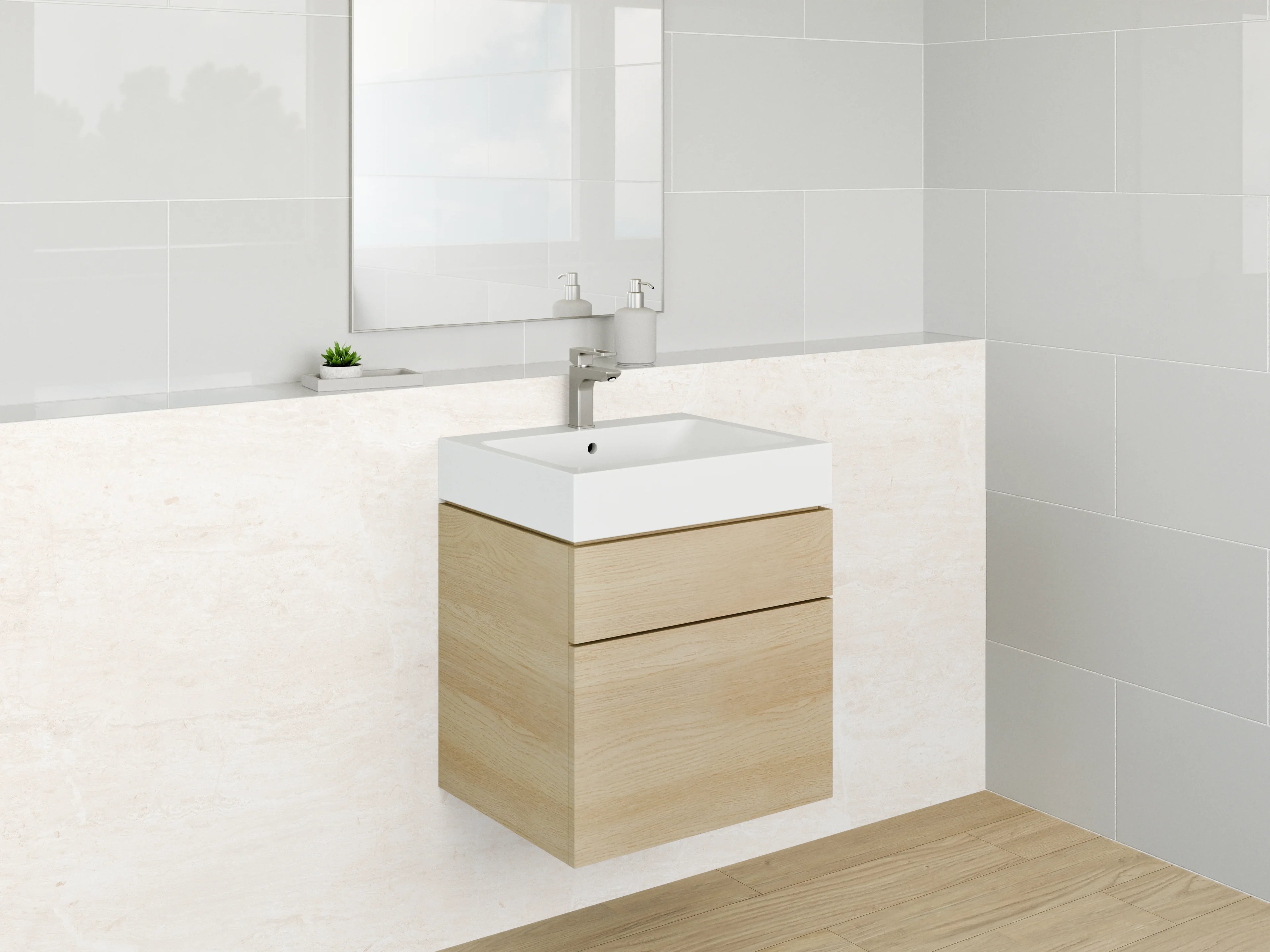 Waschbecken-Rückwand - Helle Marmor-Textur mit subtilen Mustern