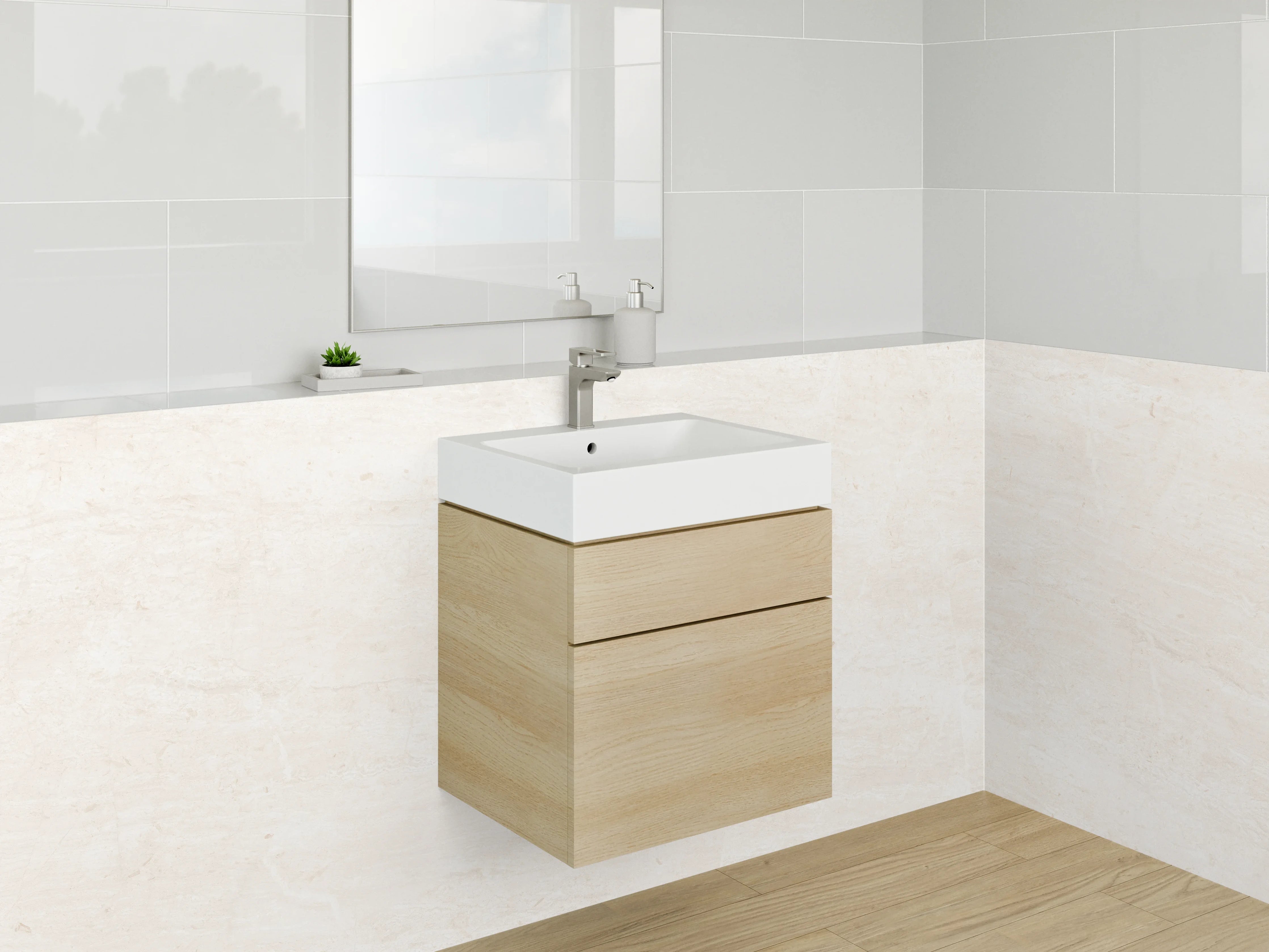 Waschbecken-Rückwand - Helle Marmor-Textur mit subtilen Mustern