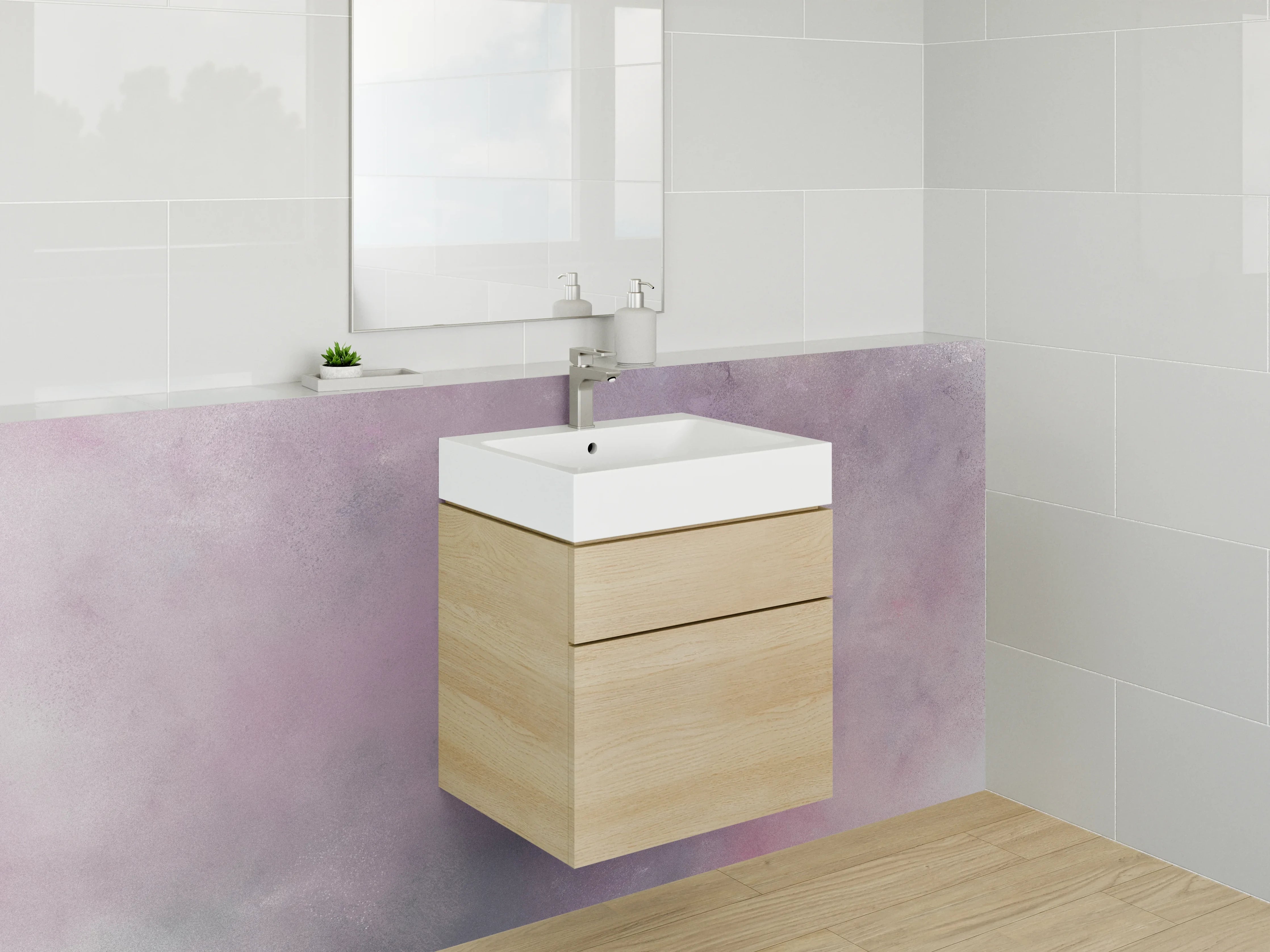 Waschbecken-Rückwand - Helle Waschrückwand mit Graunuancen