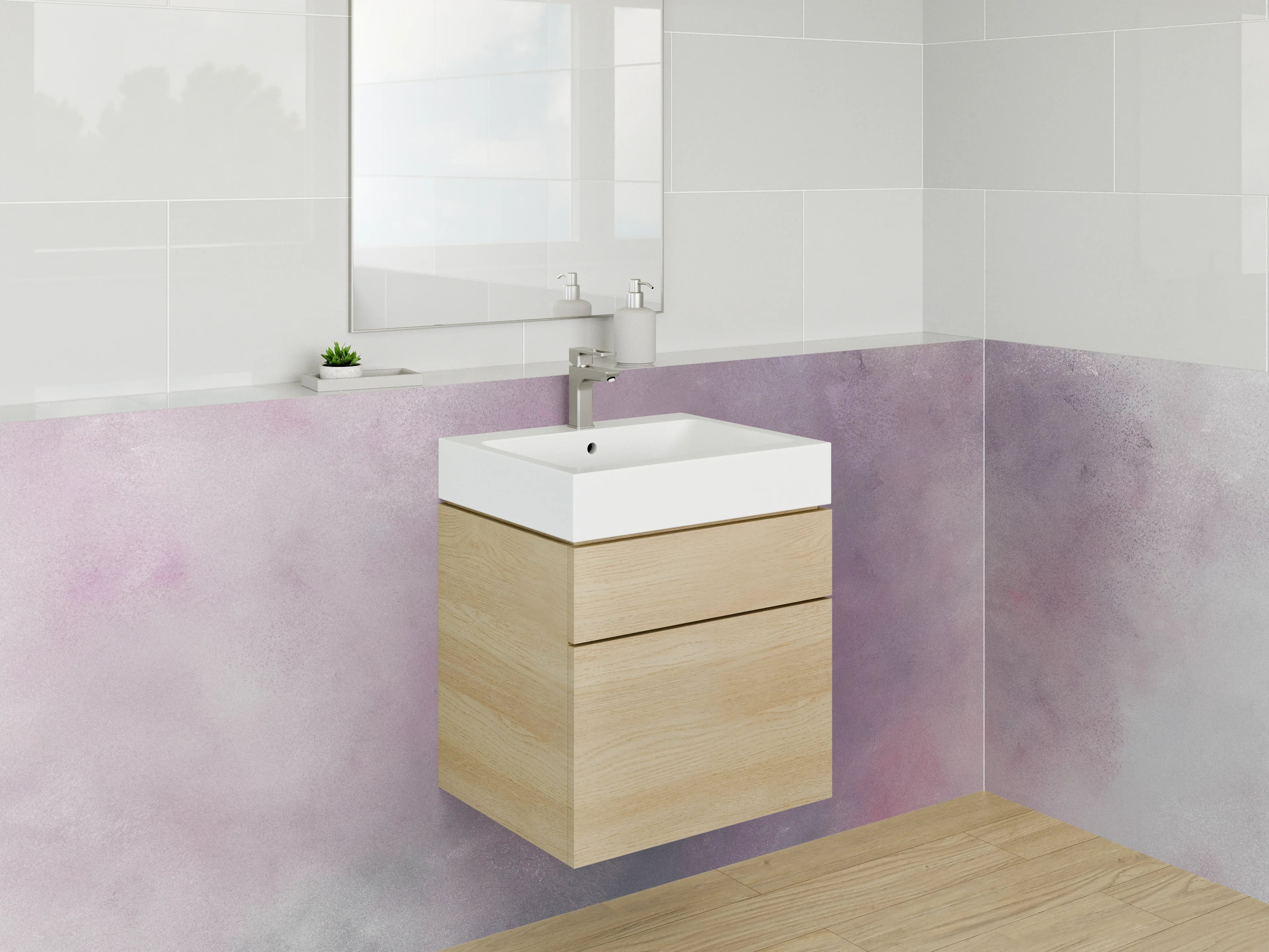 Waschbecken-Rückwand - Helle Waschrückwand mit Graunuancen