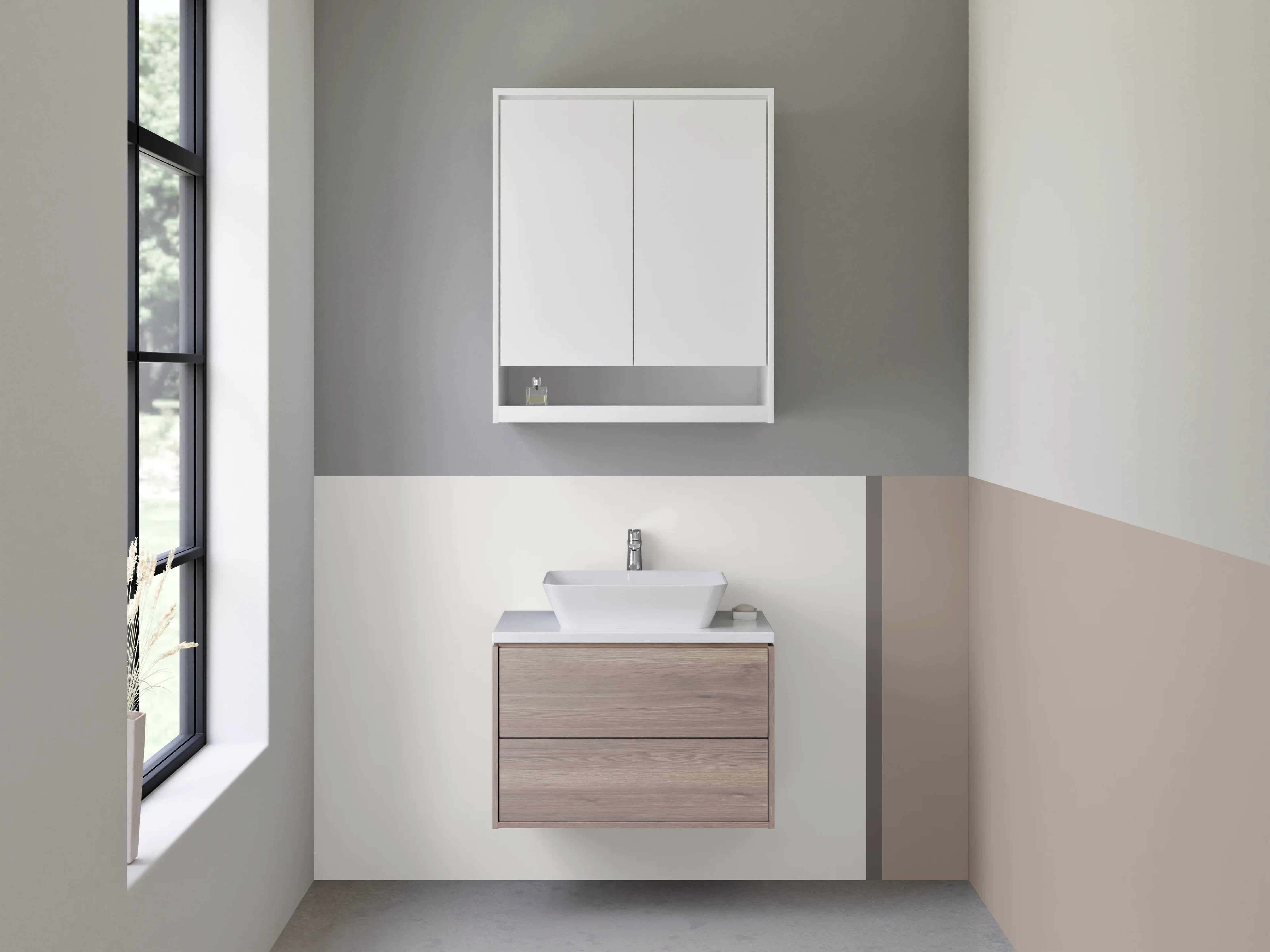 Waschbecken-Rückwand - Helle, Neutrale Flächen in Beige und Grau