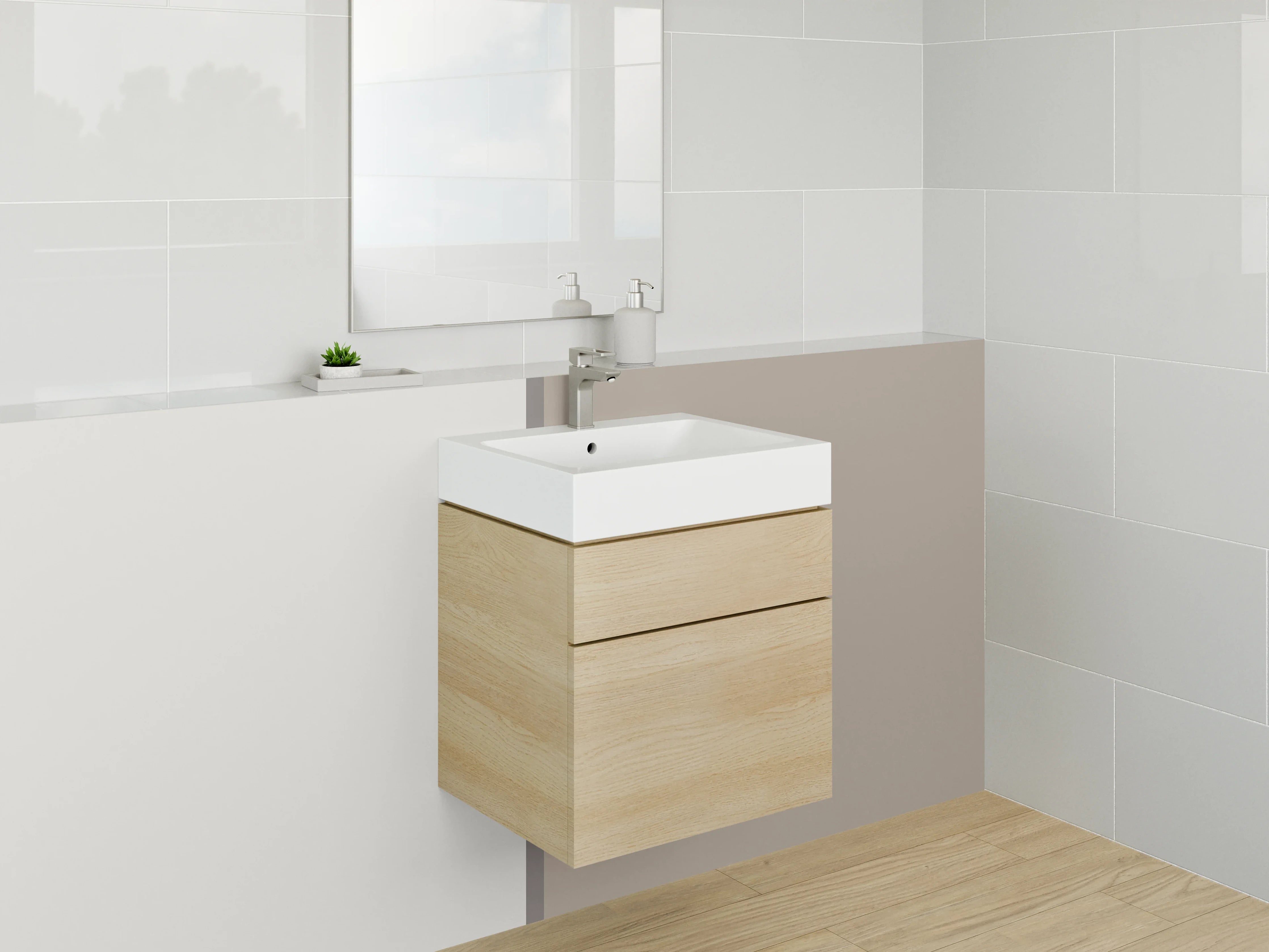 Waschbecken-Rückwand - Helle, Neutrale Flächen in Beige und Grau