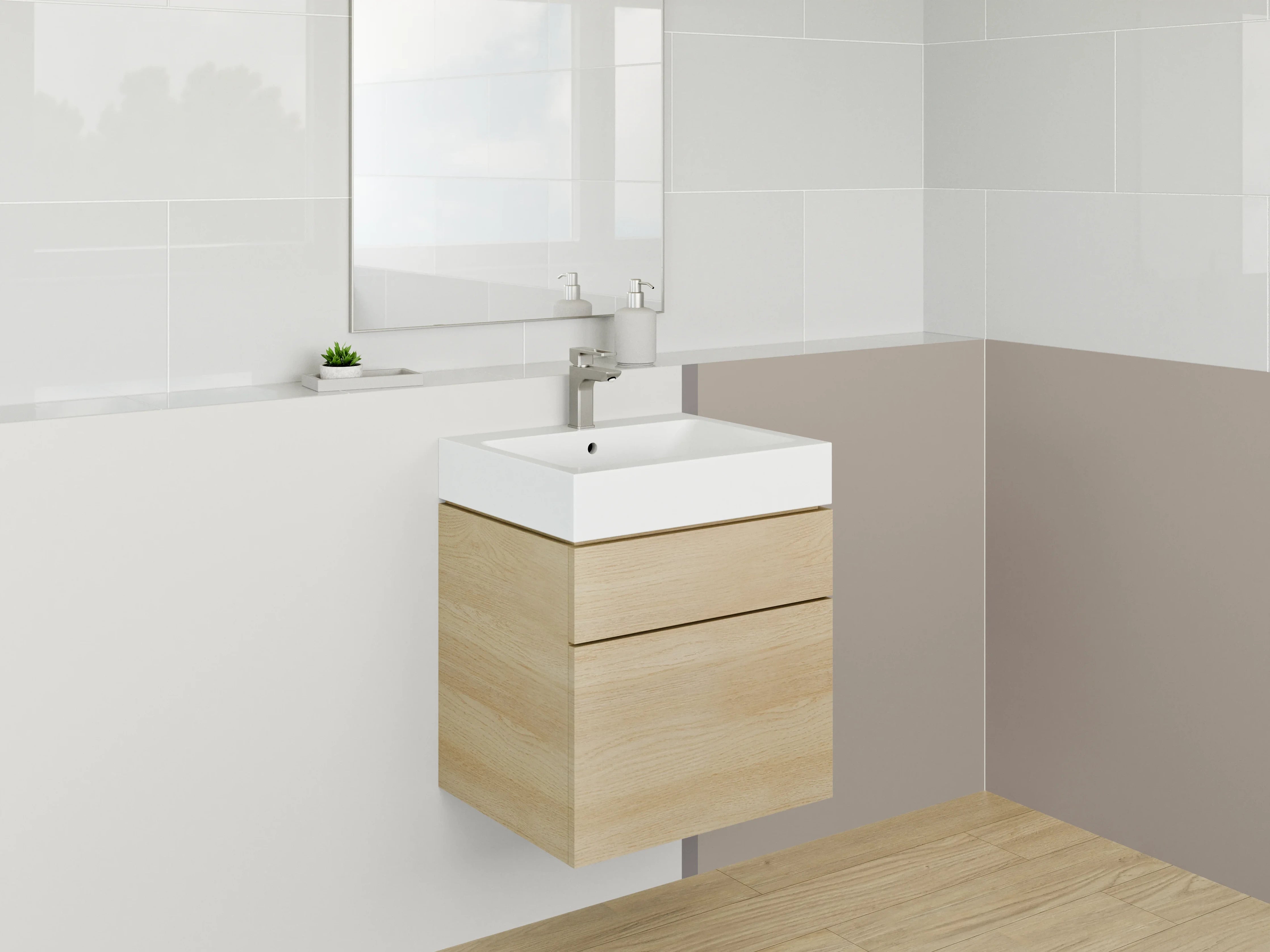 Waschbecken-Rückwand - Helle, Neutrale Flächen in Beige und Grau