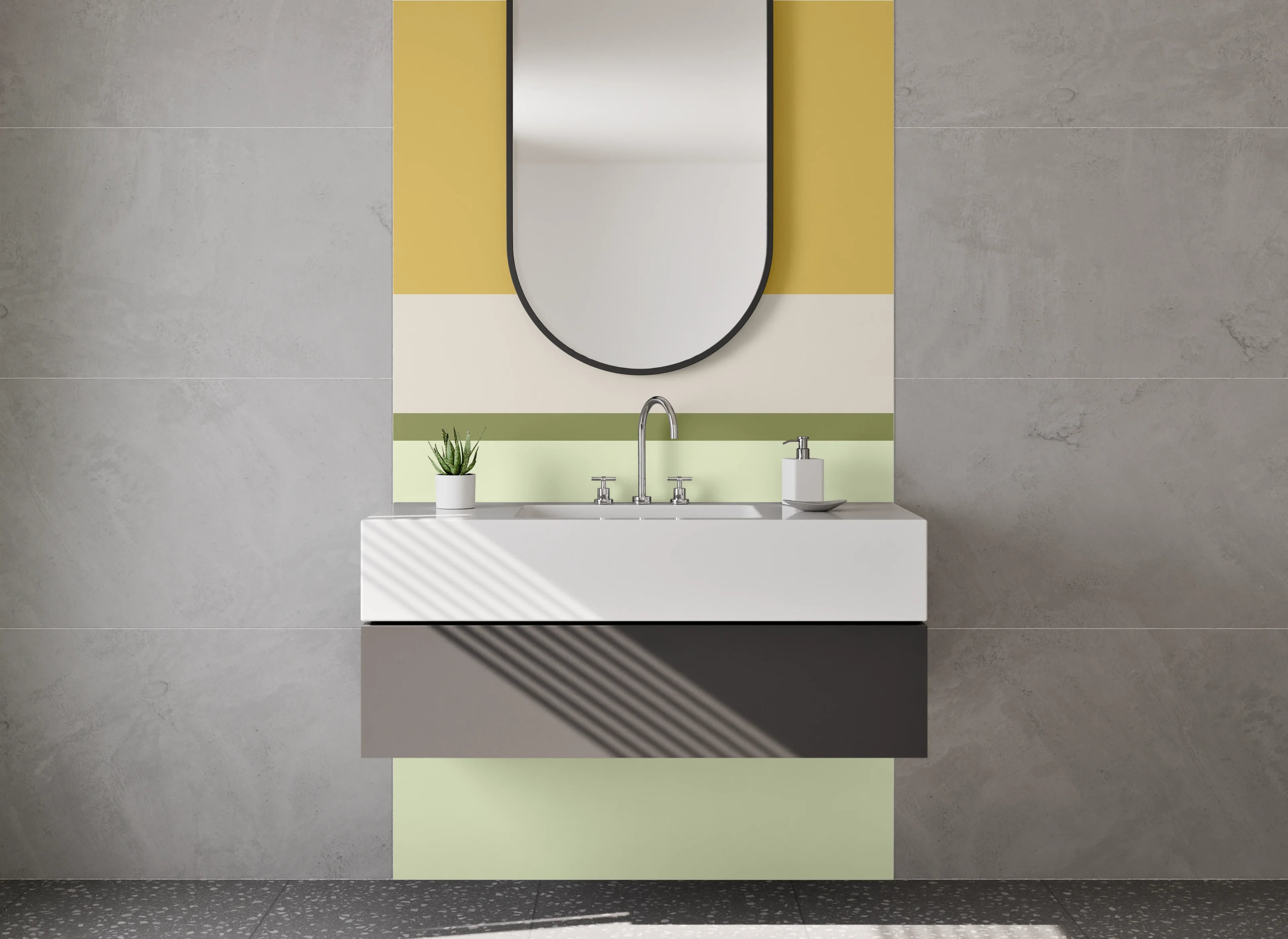 Waschbecken-Rückwand - Helle, natürliche Farbkombination