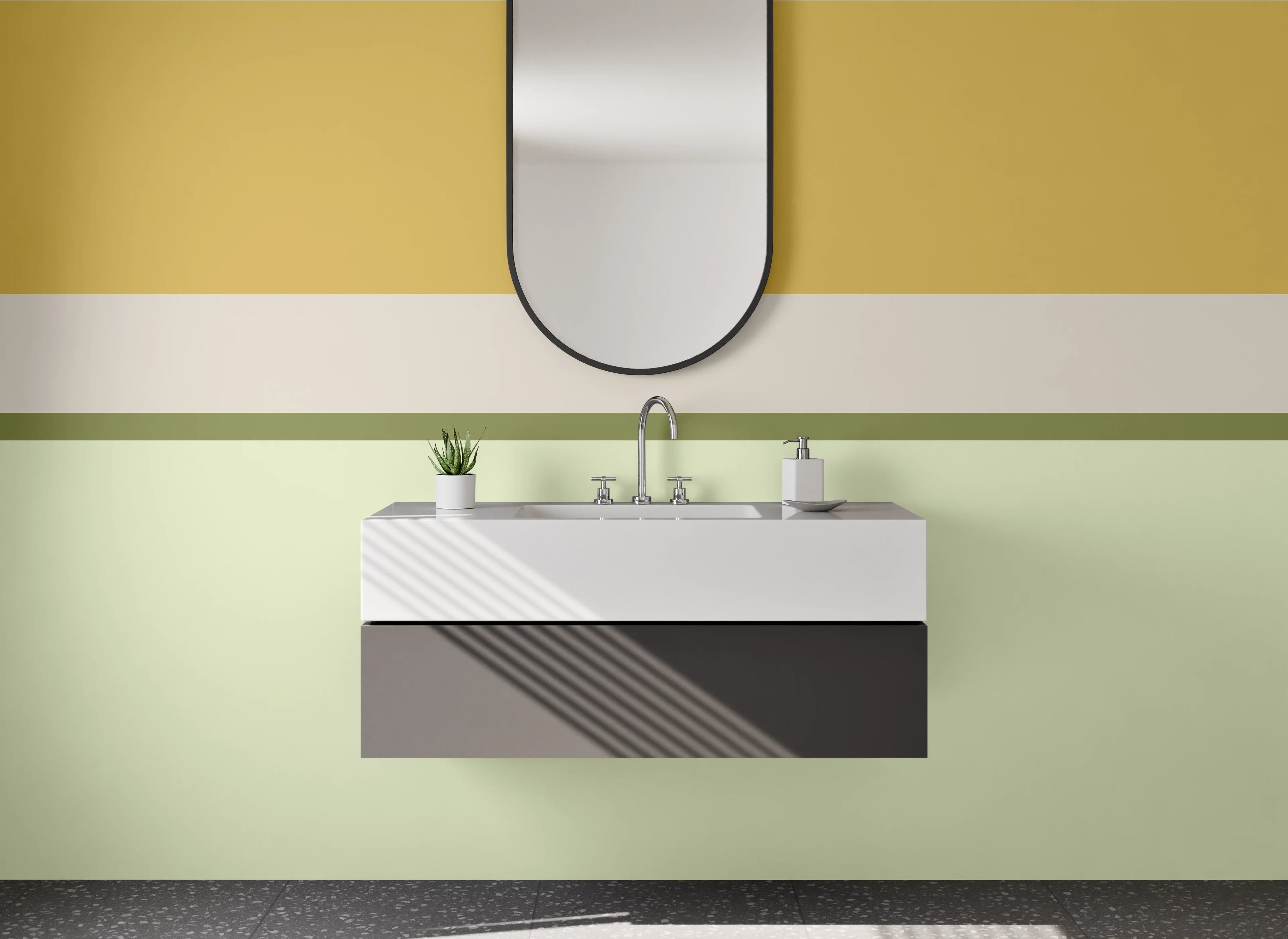 Waschbecken-Rückwand - Helle, natürliche Farbkombination