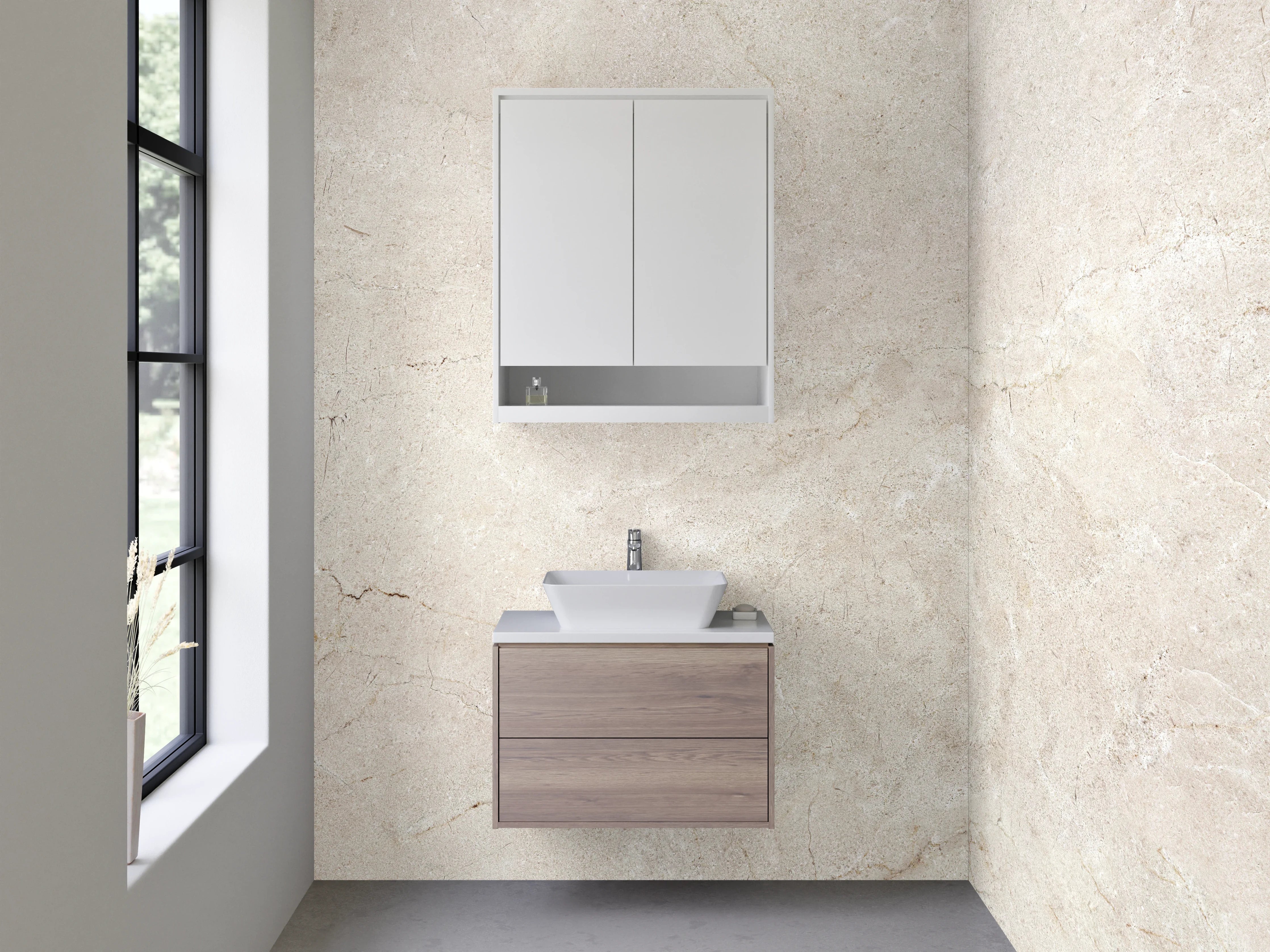Waschbecken-Rückwand - Heller Marmor-Look für Rückwände