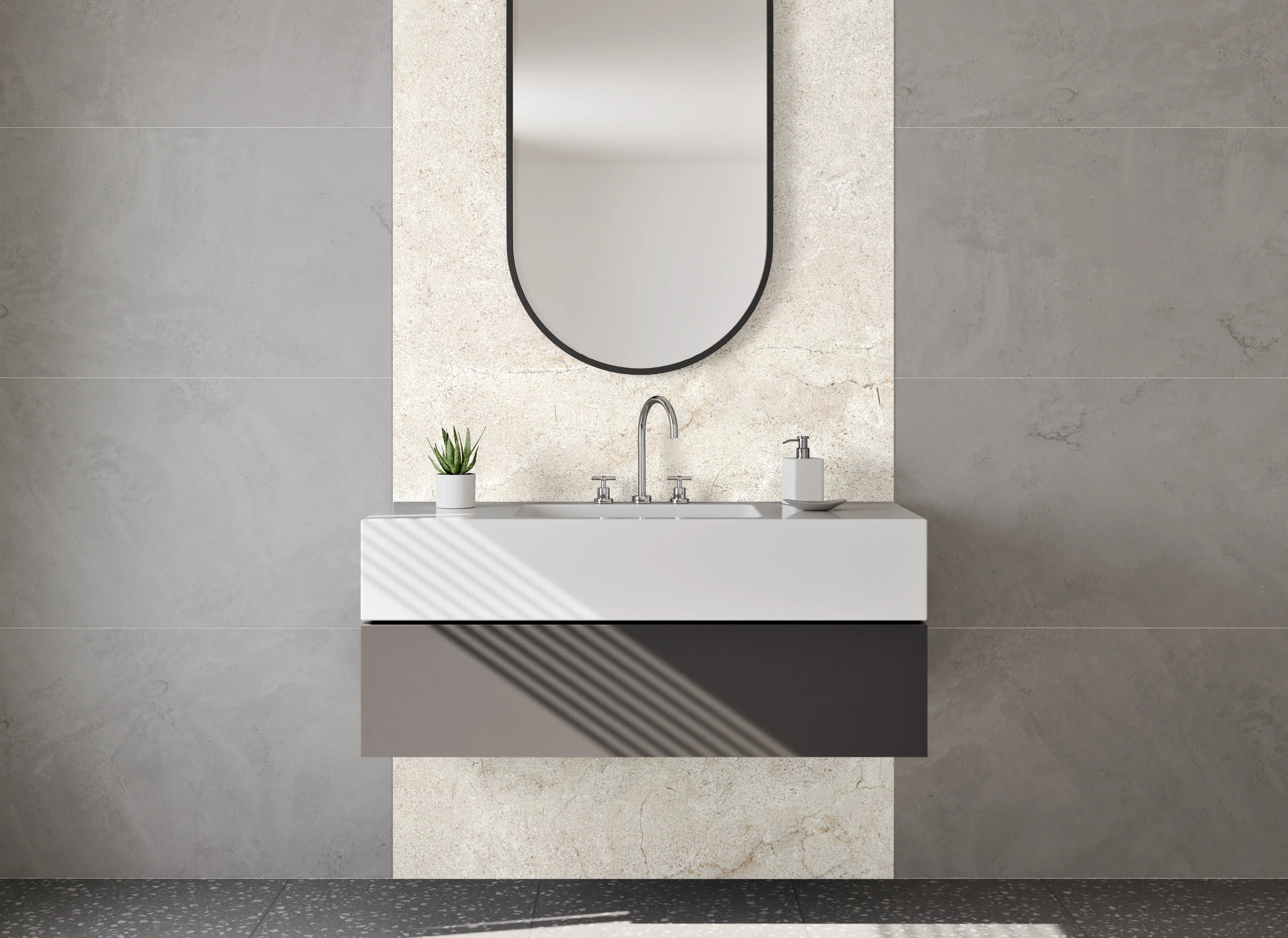 Waschbecken-Rückwand - Heller Marmor-Look für Rückwände