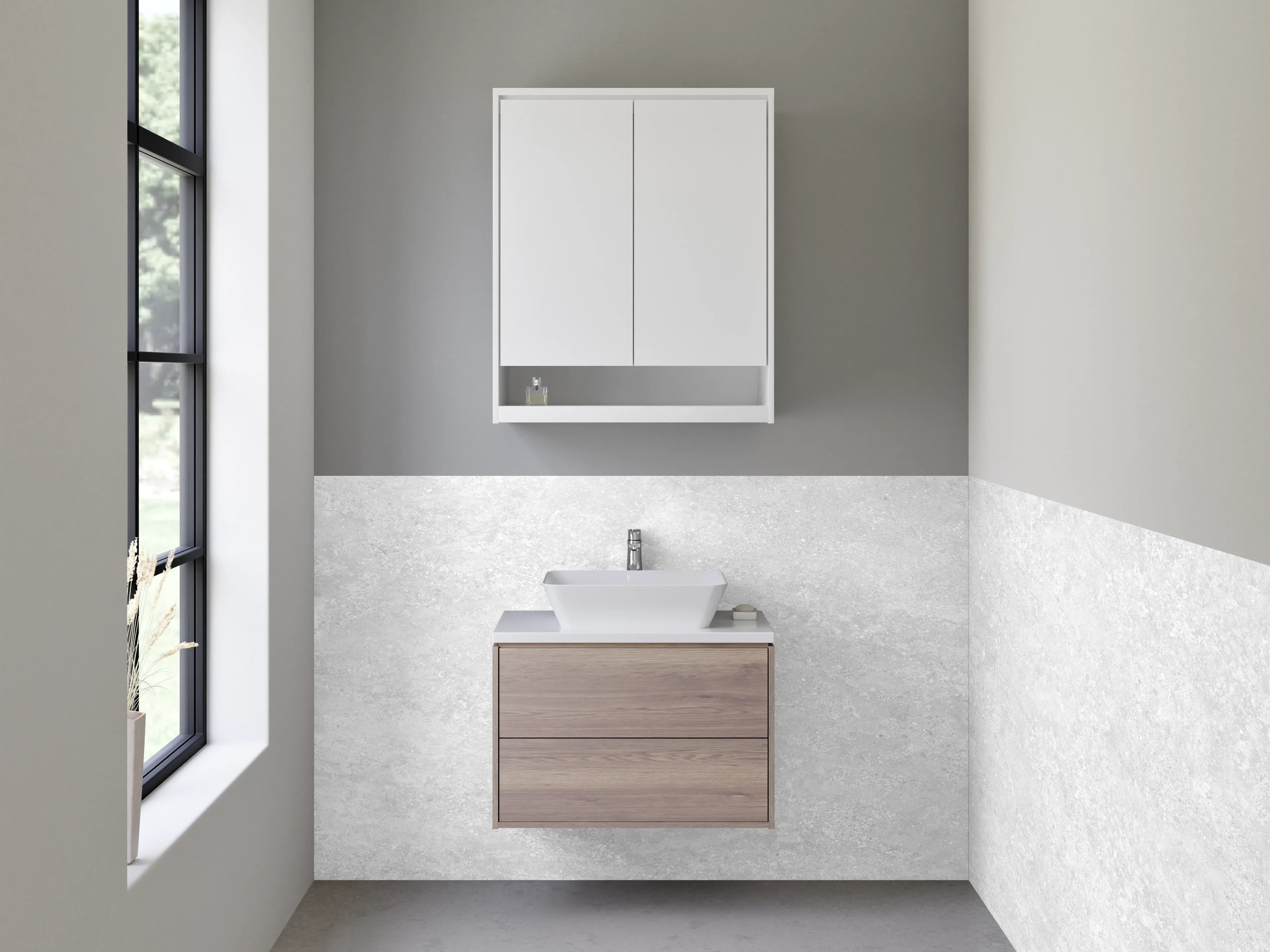 Waschbecken-Rückwand - Heller grauer Marmor mit feiner Textur
