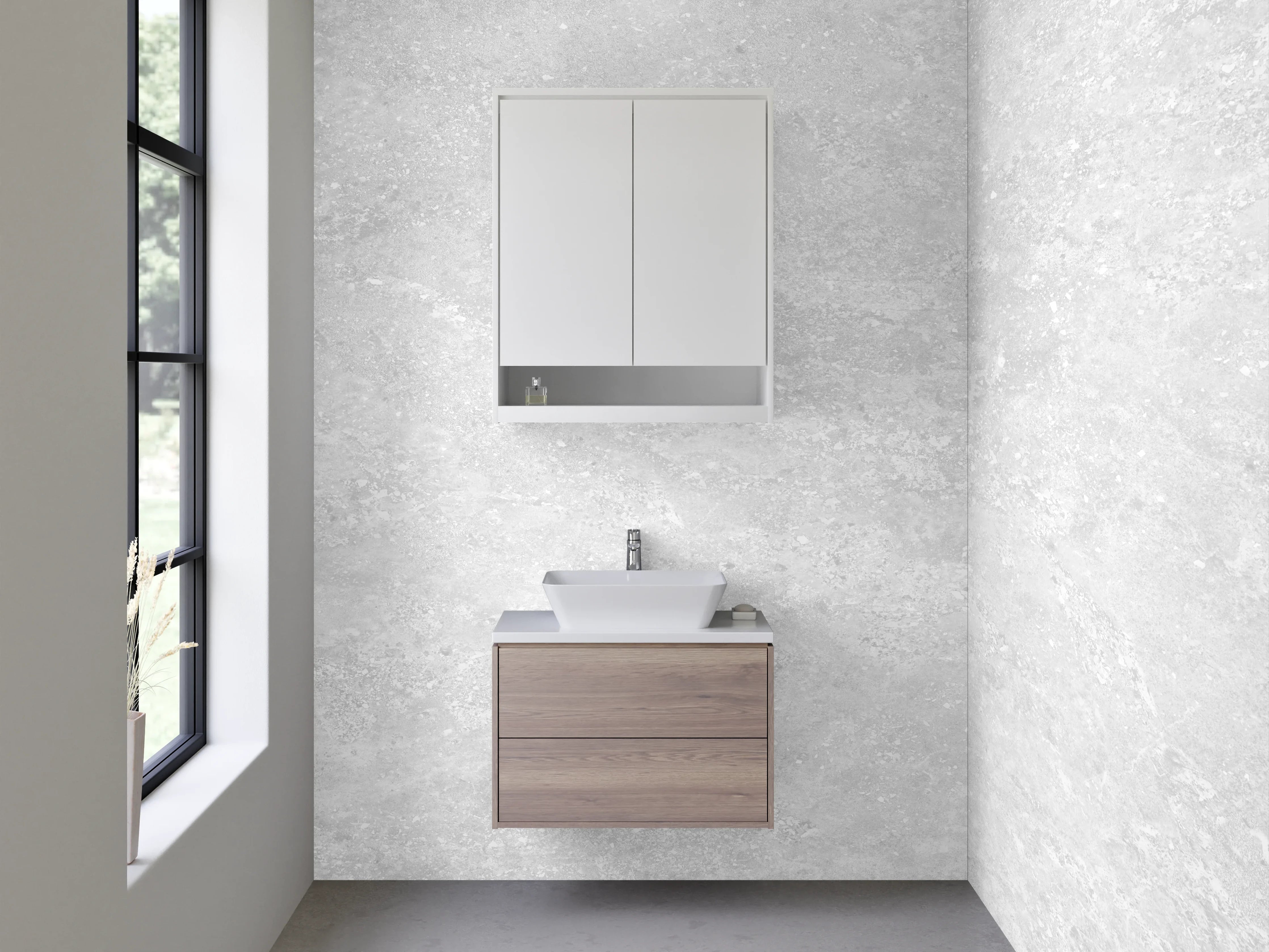 Waschbecken-Rückwand - Heller grauer Marmor mit feiner Textur