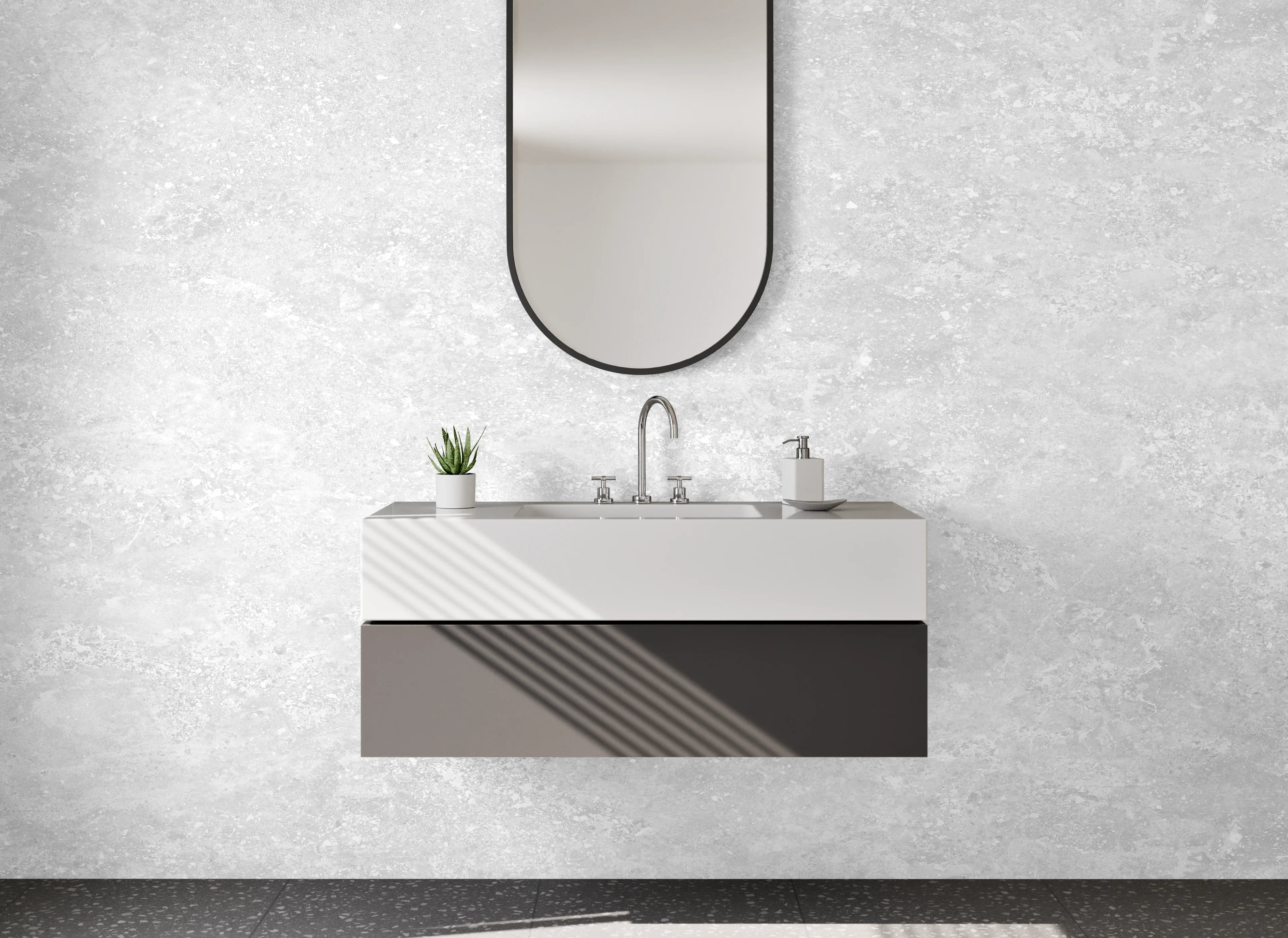 Waschbecken-Rückwand - Heller grauer Marmor mit feiner Textur