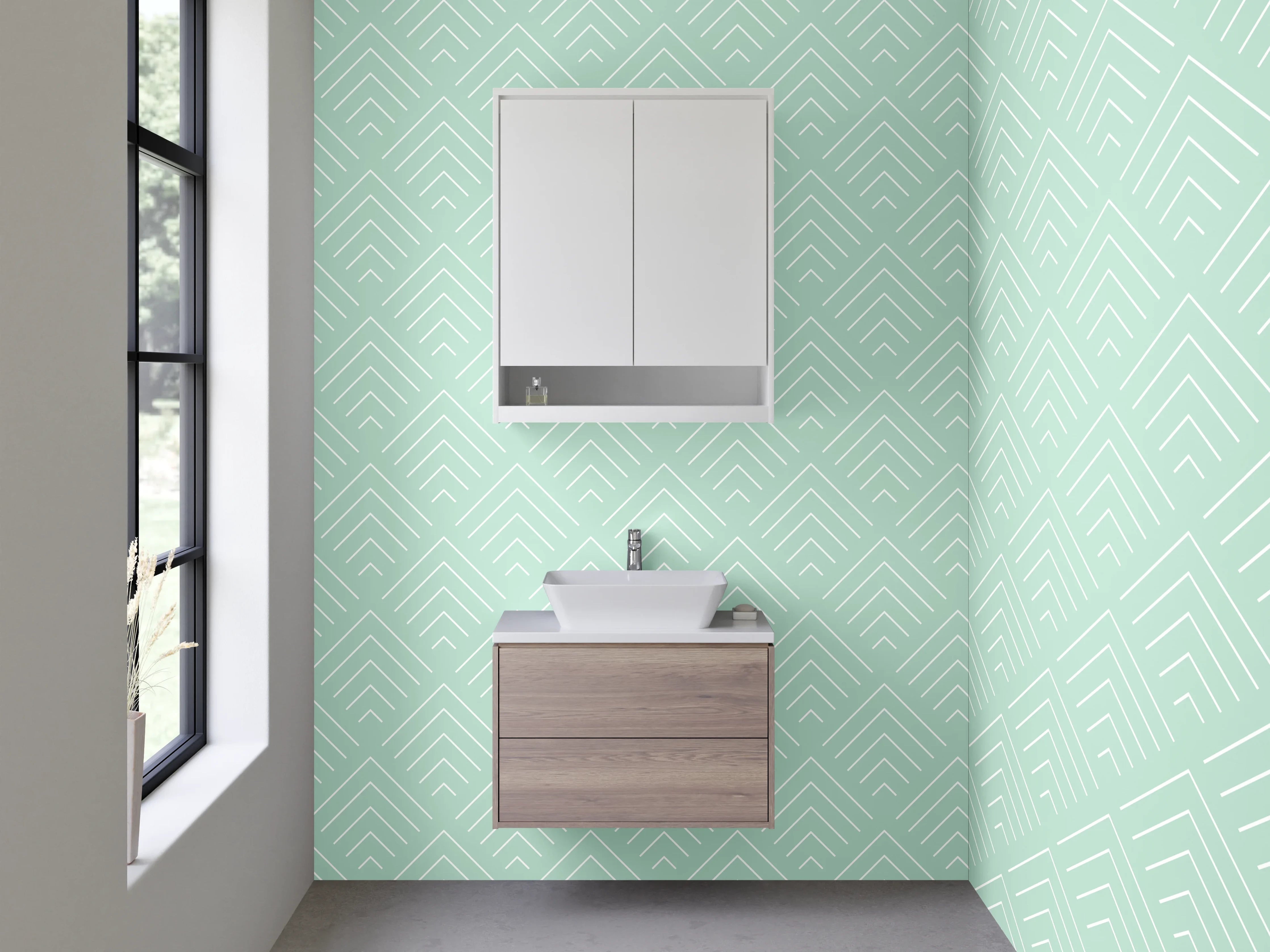 Waschbecken-Rückwand - Helles Mintgrün-Design mit Mustern