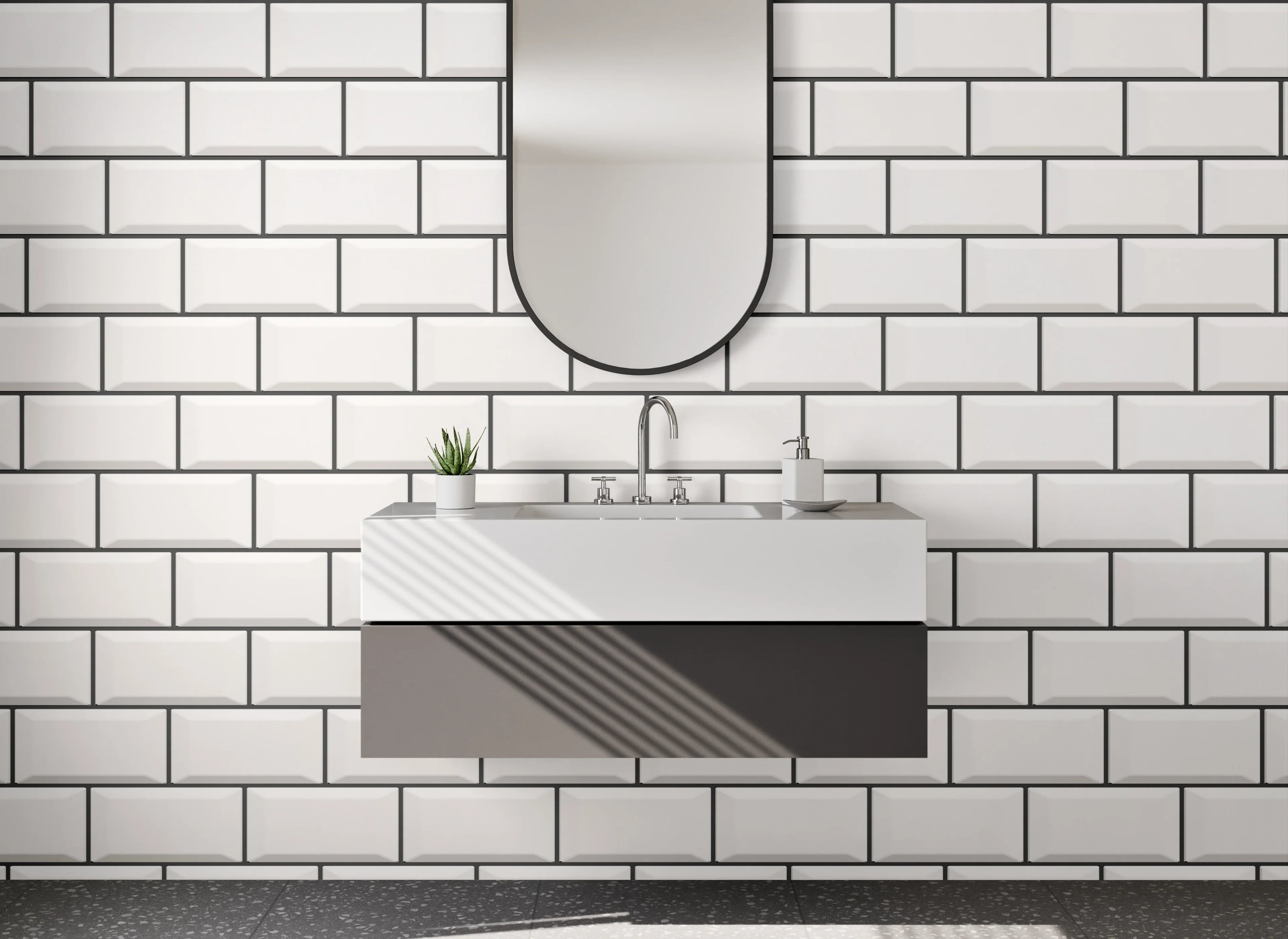 Waschbecken-Rückwand - Helles Ziegelmauer-Design in Grau