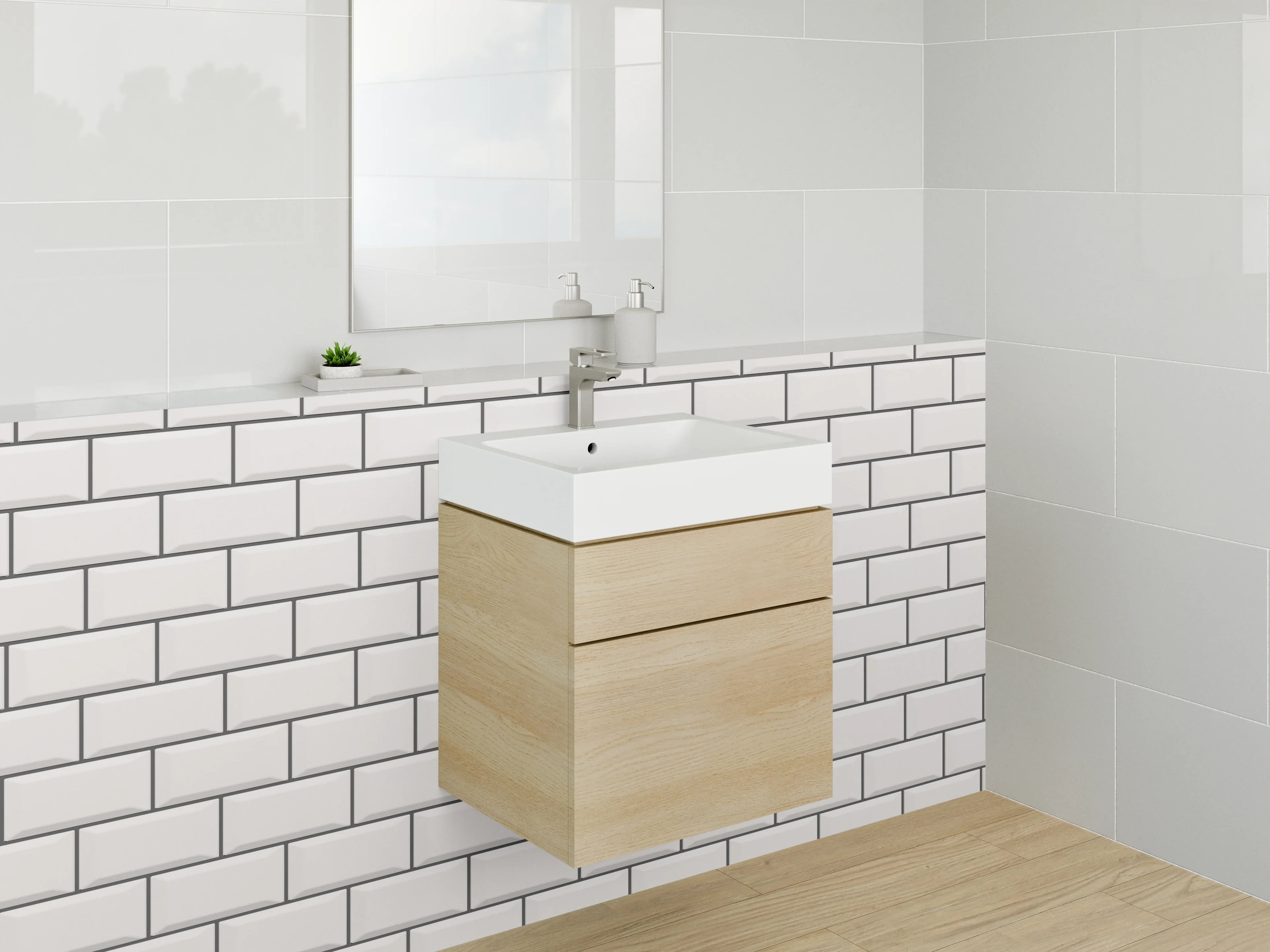 Waschbecken-Rückwand - Helles Ziegelmauer-Design in Grau