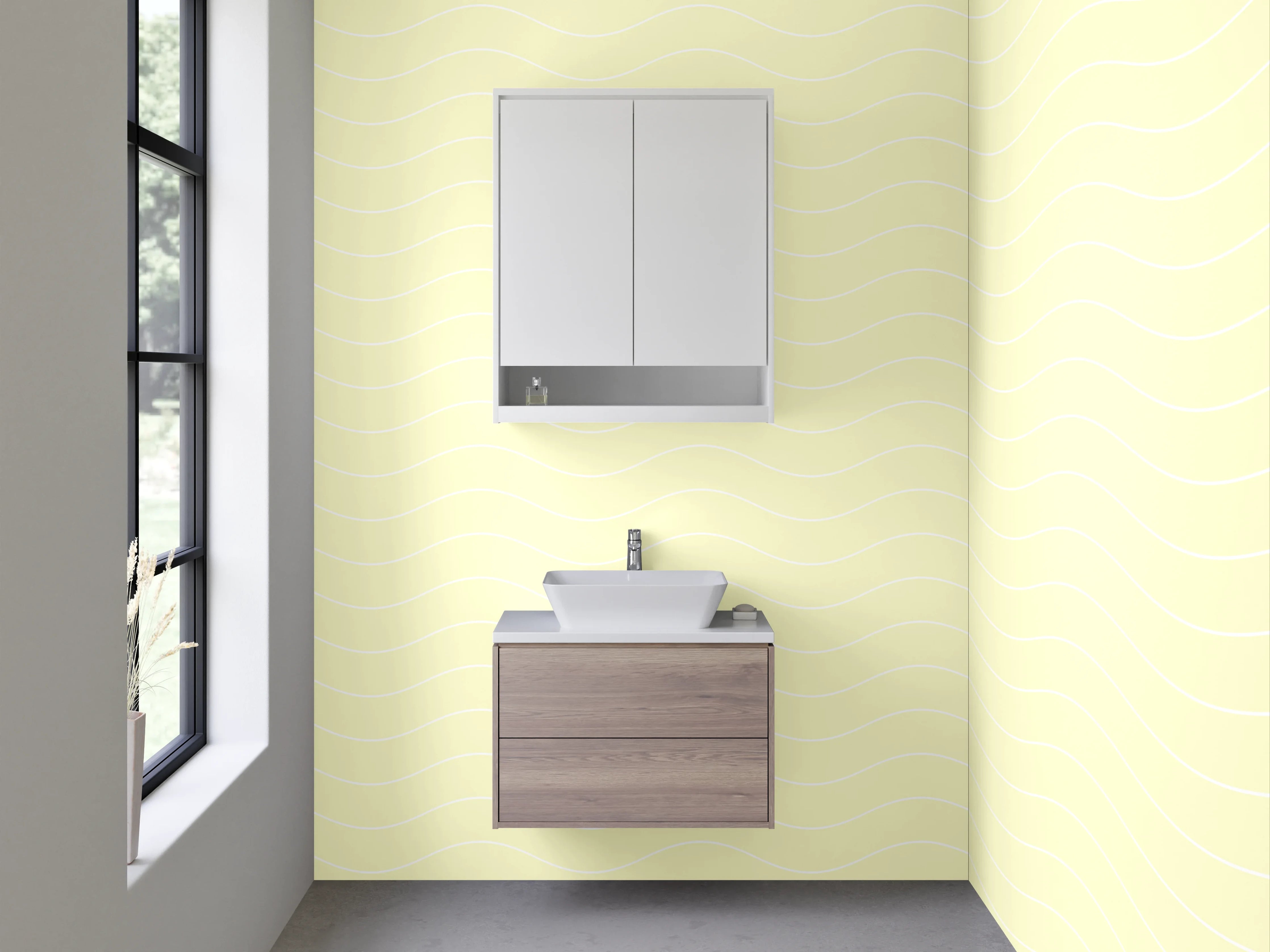 Waschbecken-Rückwand - Helles, neutrales Raumdesign
