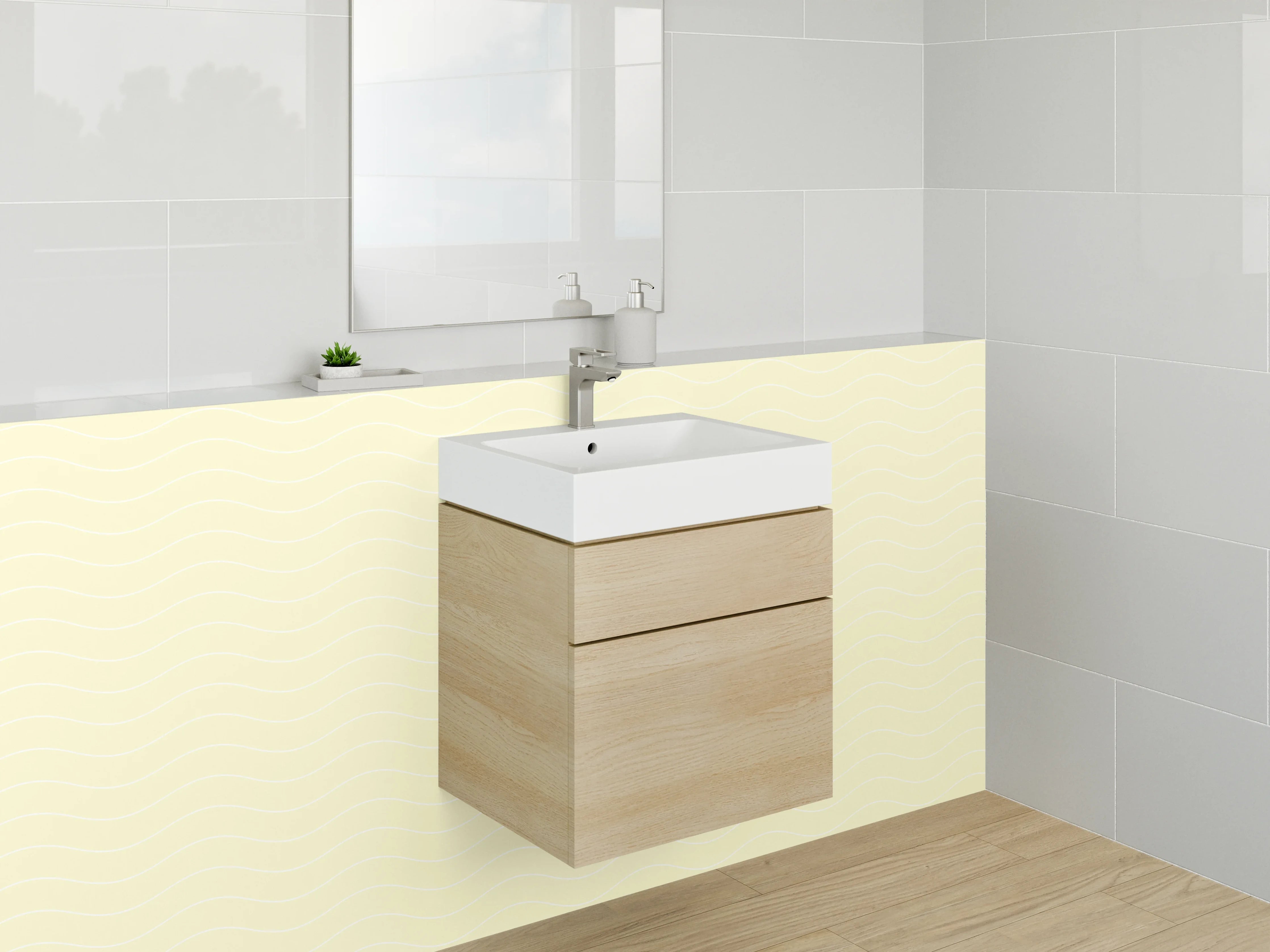 Waschbecken-Rückwand - Helles, neutrales Raumdesign