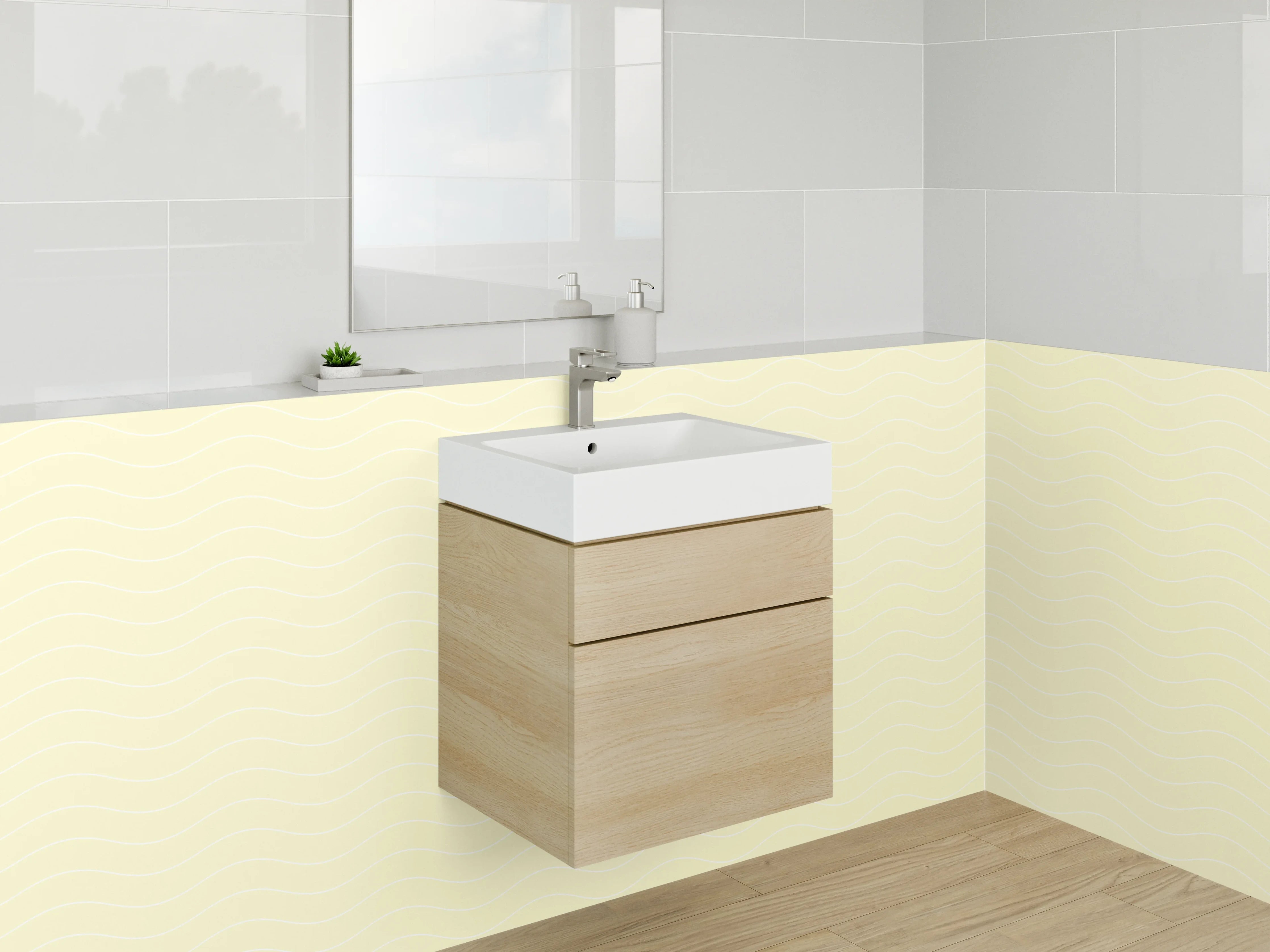 Waschbecken-Rückwand - Helles, neutrales Raumdesign
