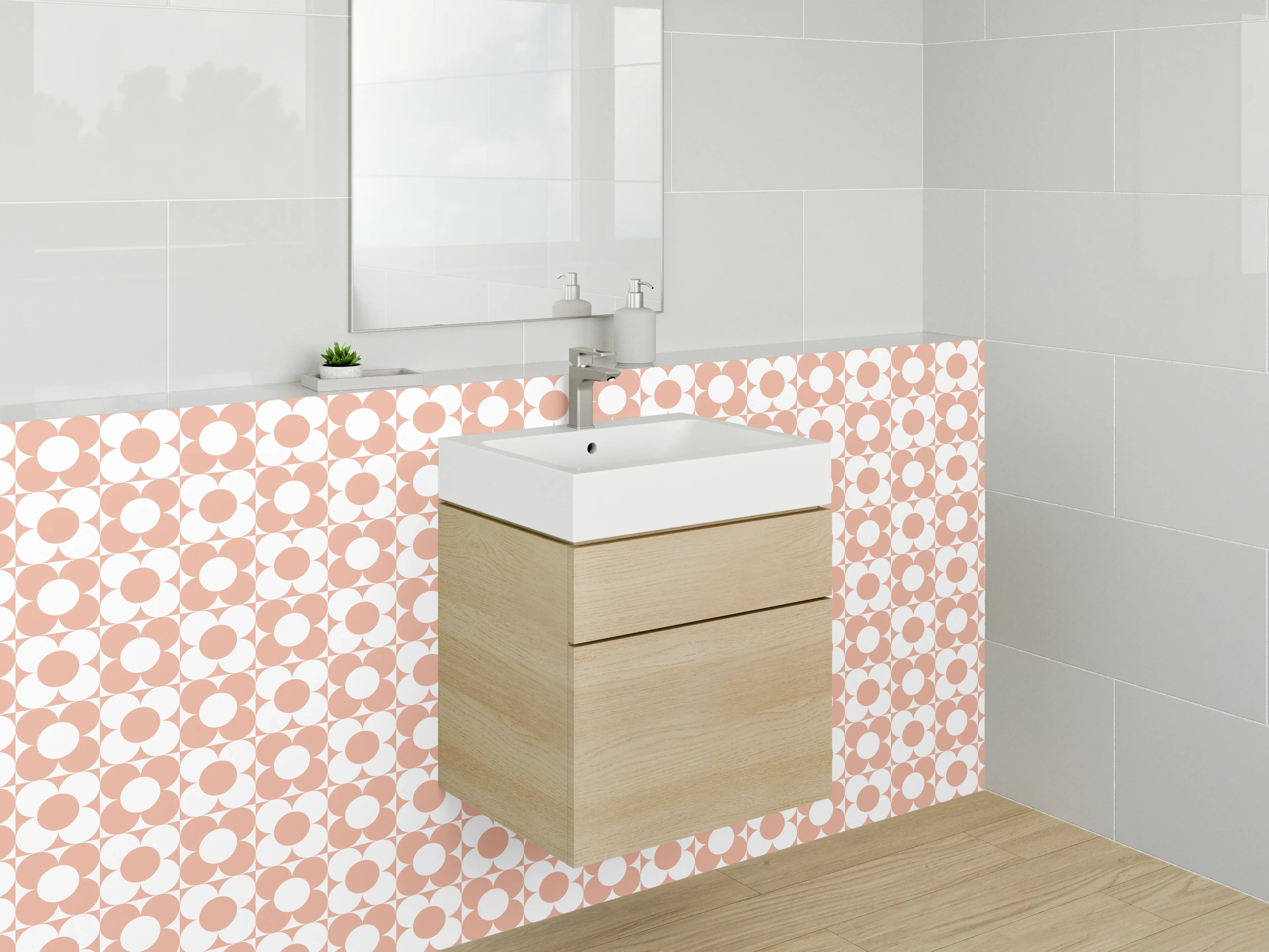 Waschbecken-Rückwand - Hellorange geometrisches Muster